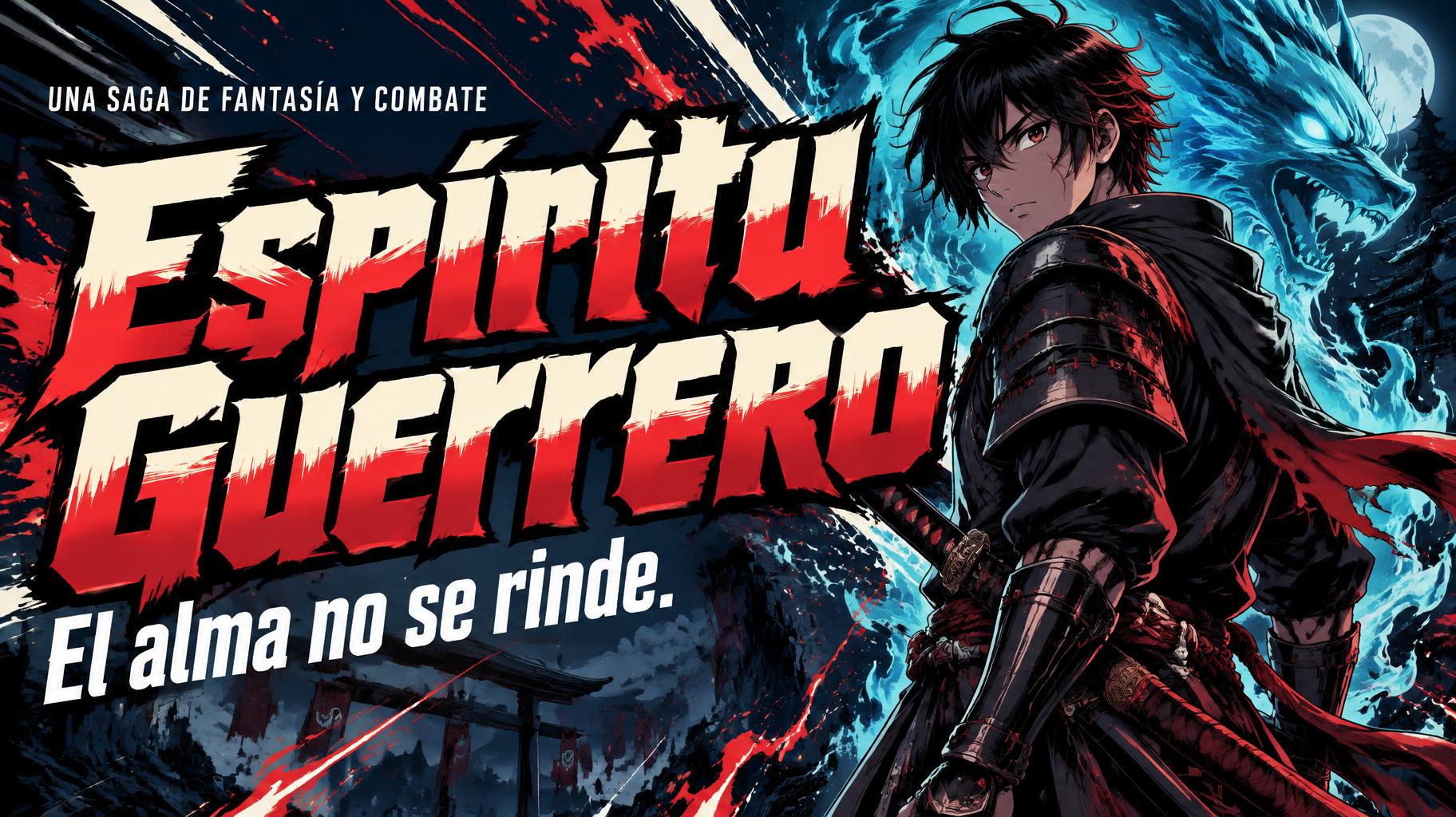 "Espíritu Guerrero
El alma no se rinde.
UNA SAGA DE FANTASÍA Y COMBATE" — Anime | AI Text Effect Generator