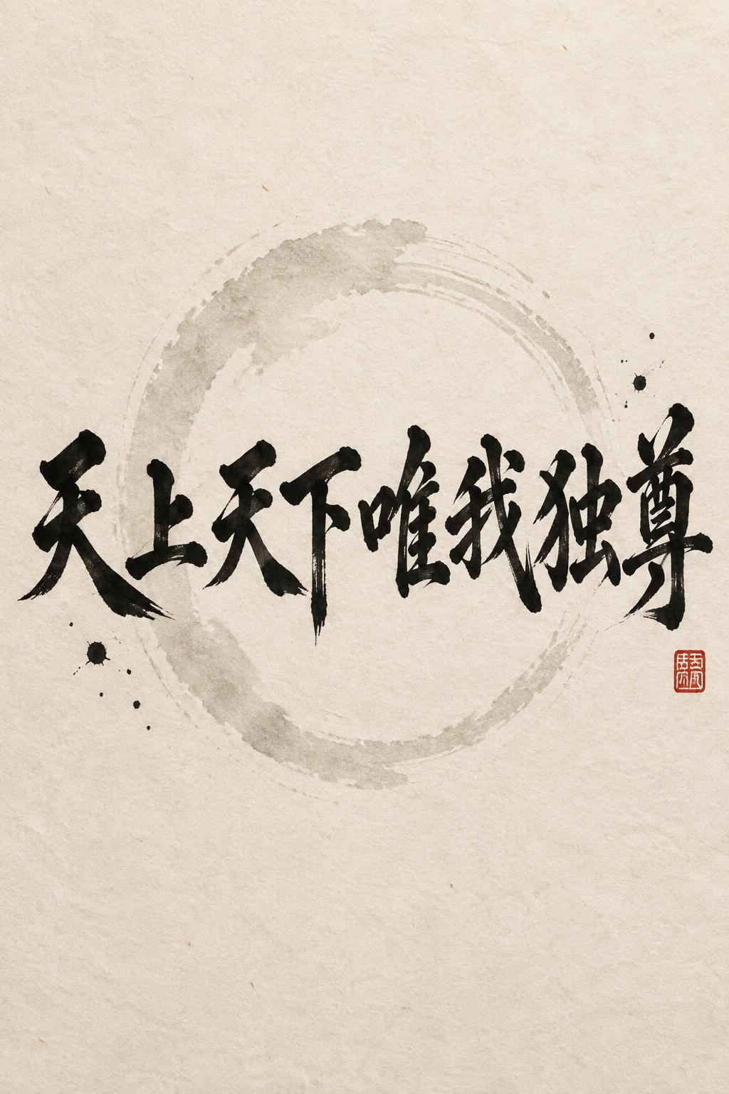 "天上天下唯我独尊" — Brush Japanese Ink | AI Text Effect Generator