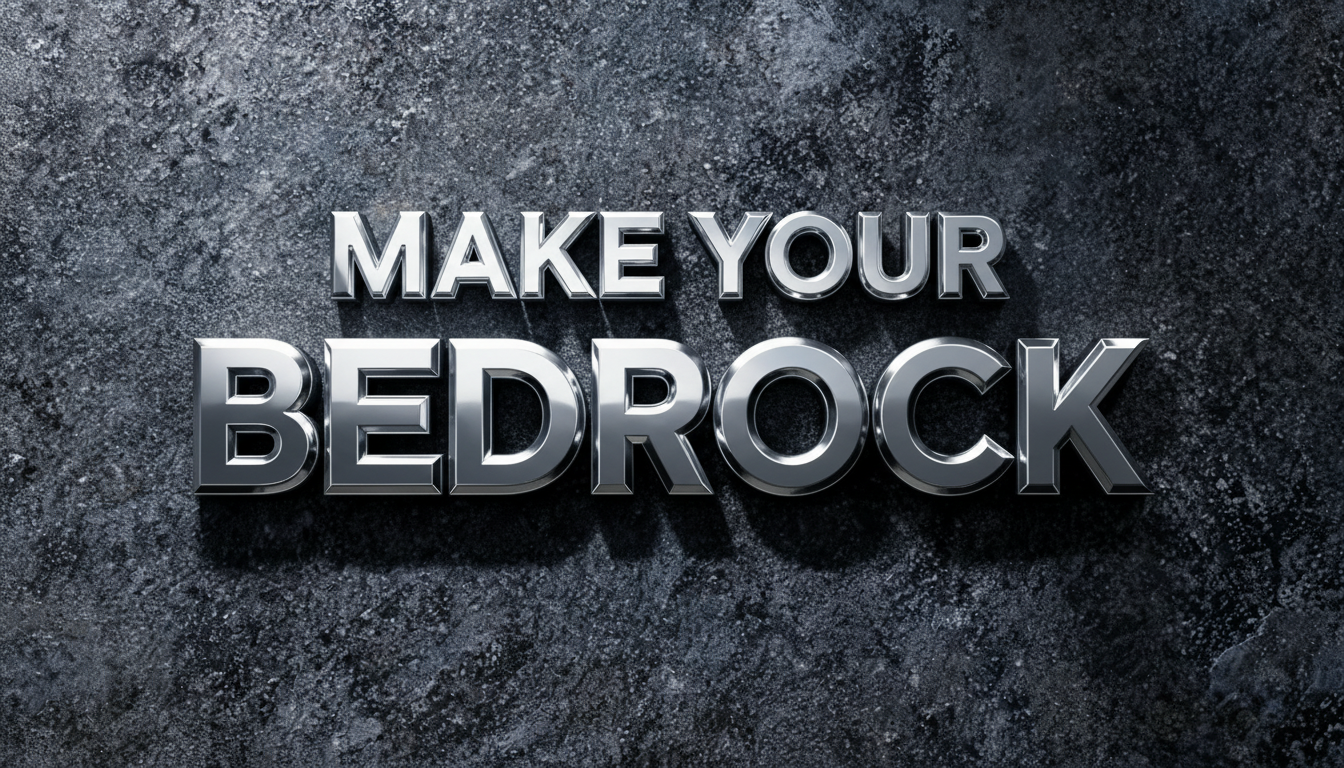 "MAKE YOUR BEDROCK" — Chrome Metal 3d | AI Text Effect Generator