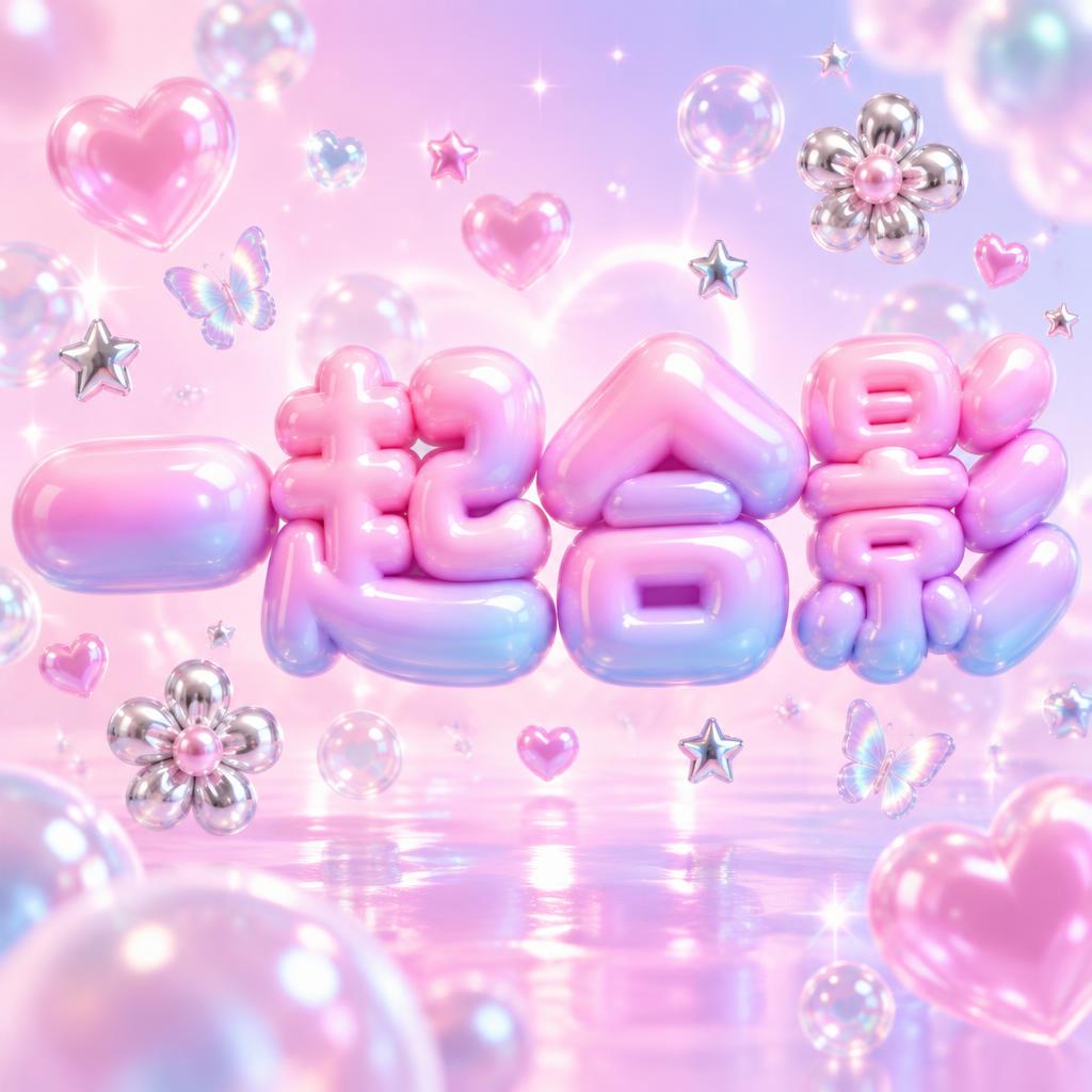 "一起合影" — Y2k Bubbly | AI Text Effect Generator