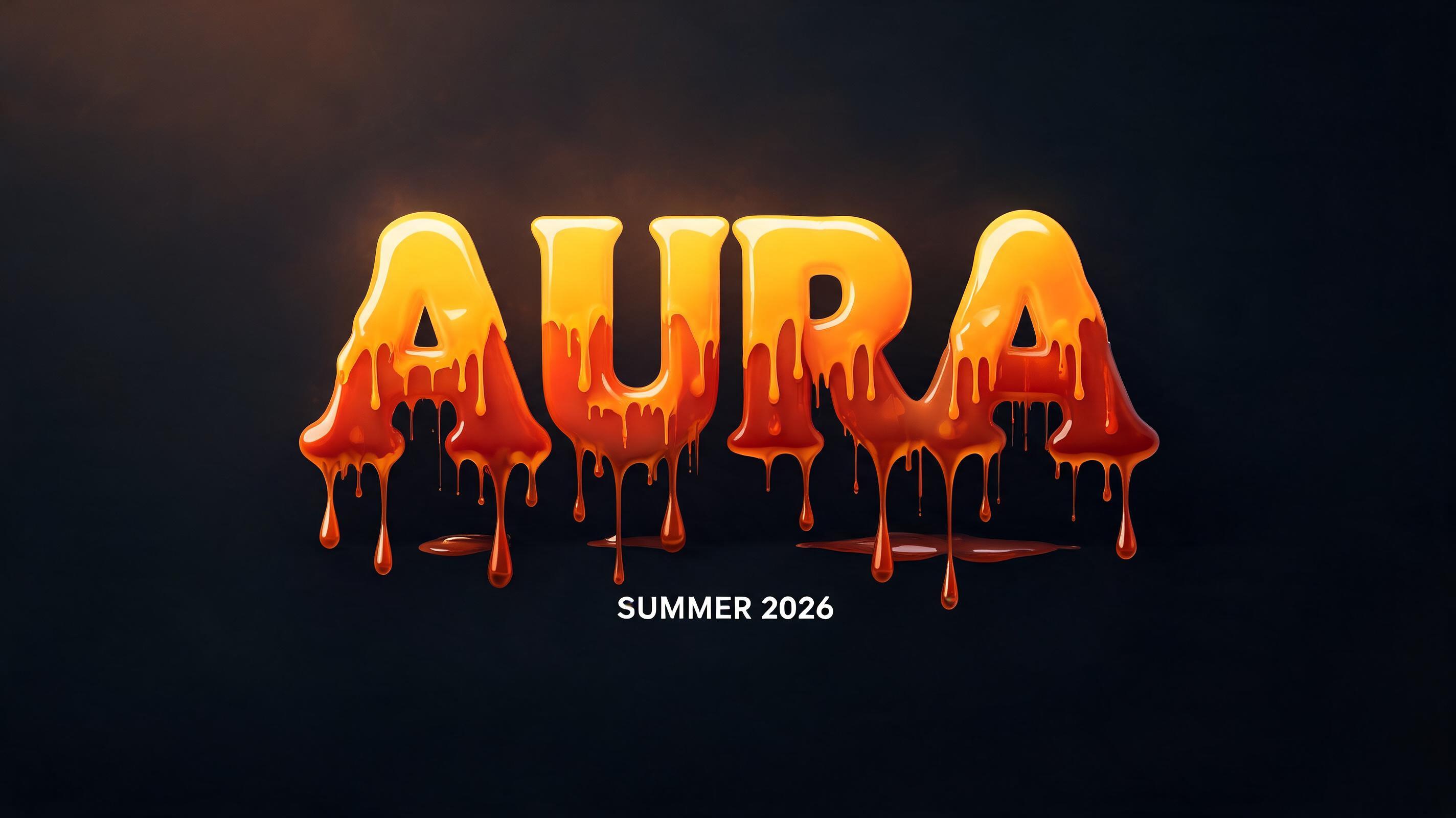 "Aura" — Drip Font Melting | AI Text Effect Generator