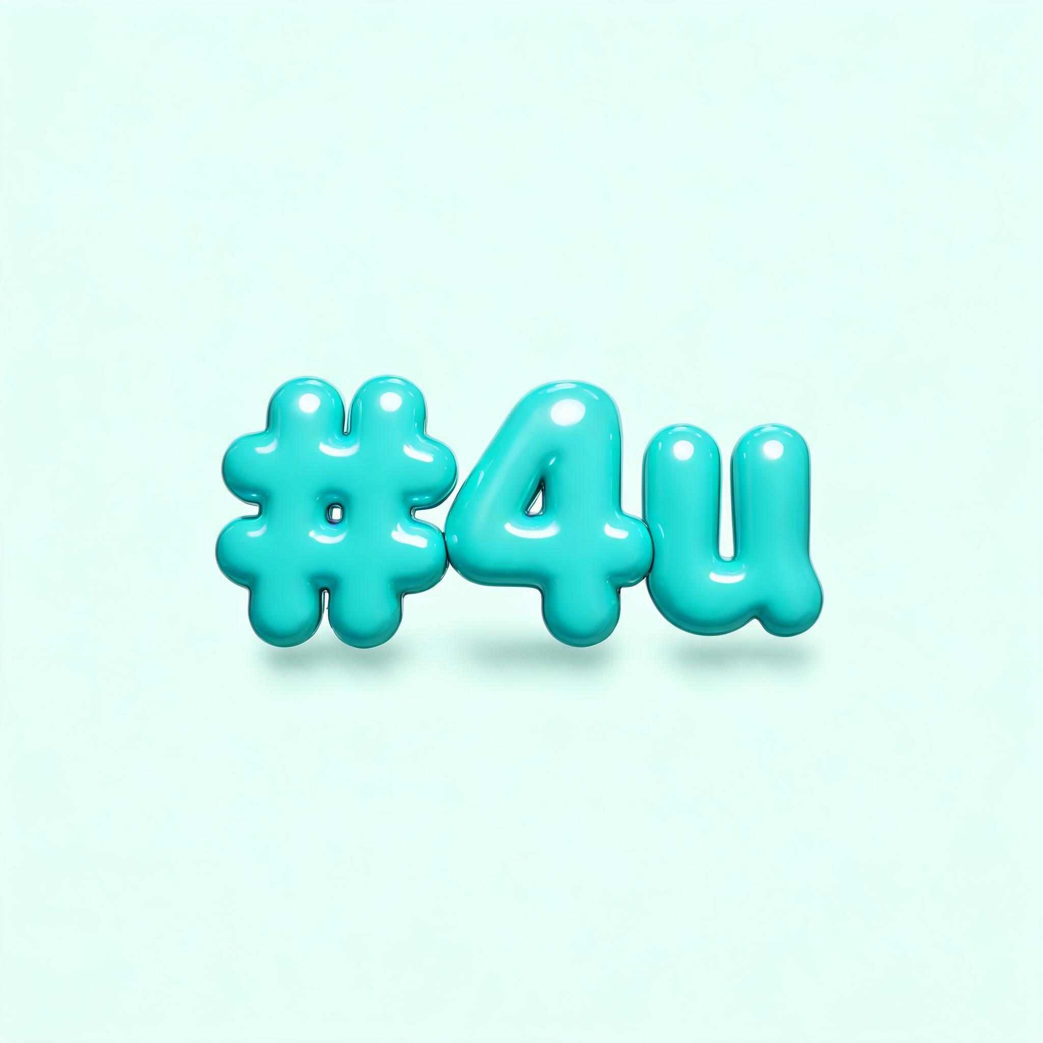 "generame el texto "#4u" en formato bubble 3d y que el color sea unicamente un turquesa" — 3d Bold Inflated | AI Text Effect Generator