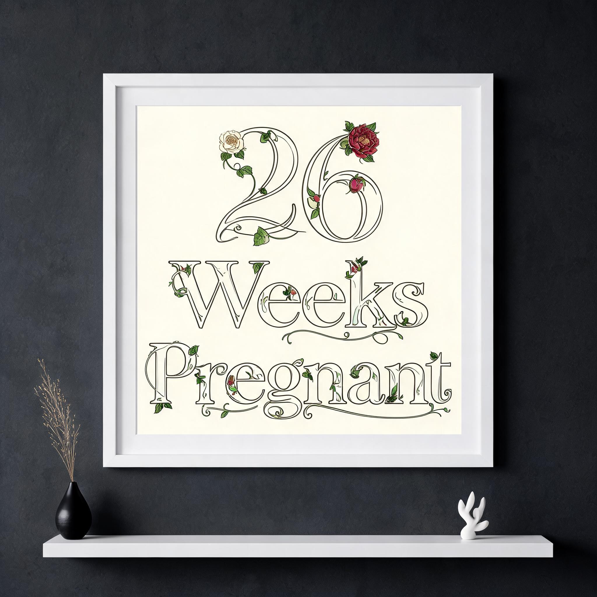 "26 Weeks Pregnant" — Floral | AI Text Effect Generator