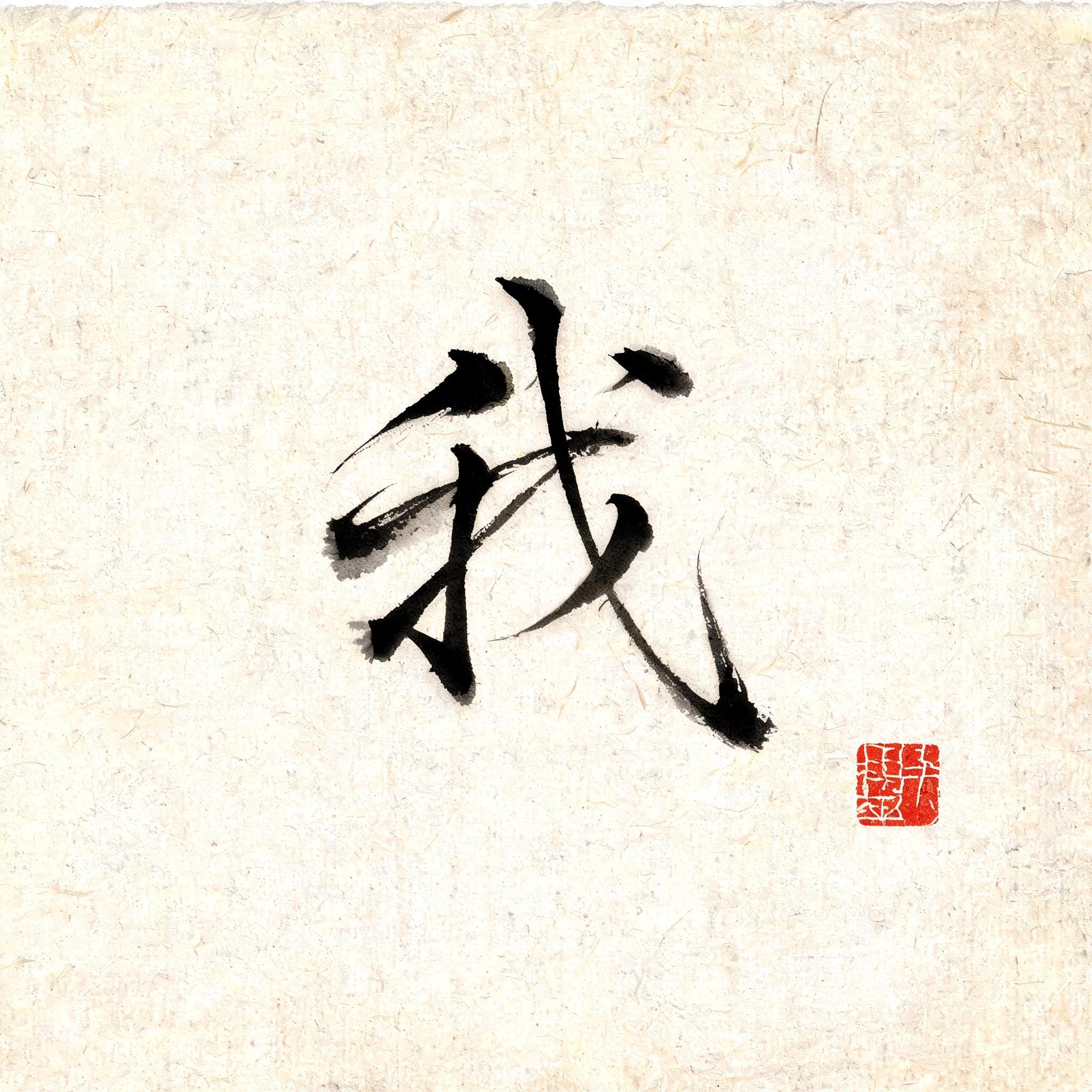 "「我」" — Brush Chinese Ink text effect