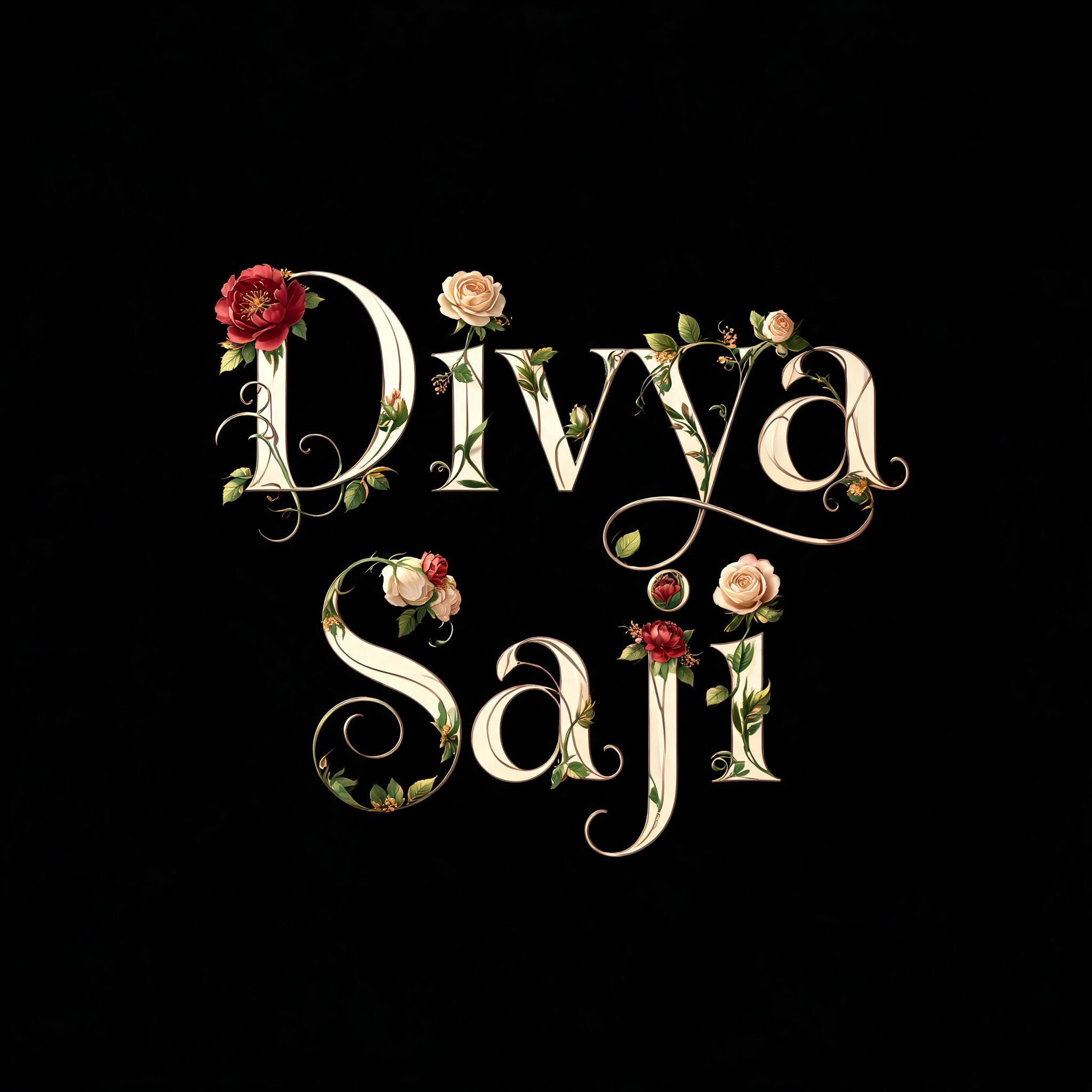"Divya Saji" — Floral | AI Text Effect Generator