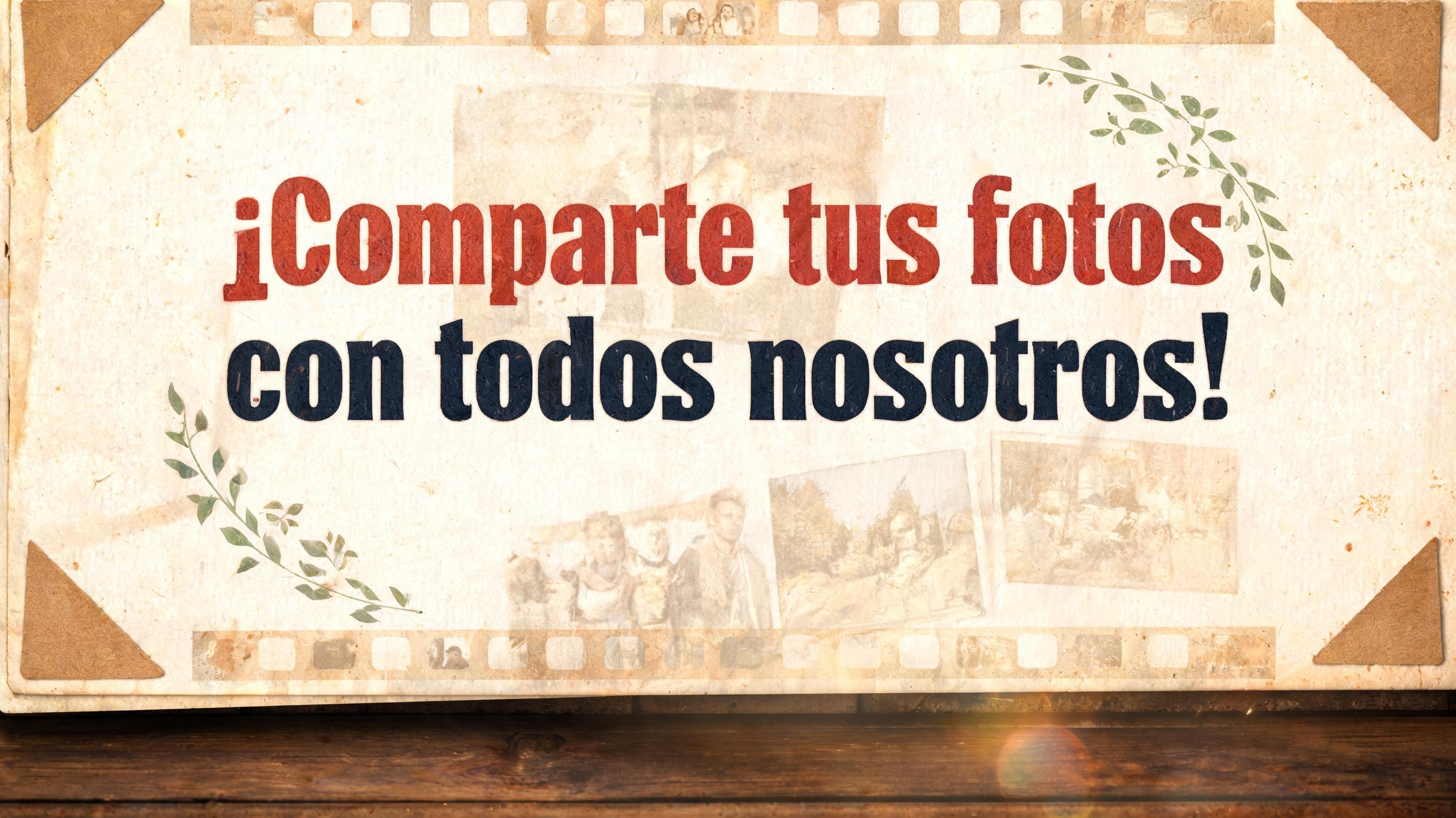 "¡Comparte tus fotos con todos nosotros!" — Vintage | AI Text Effect Generator
