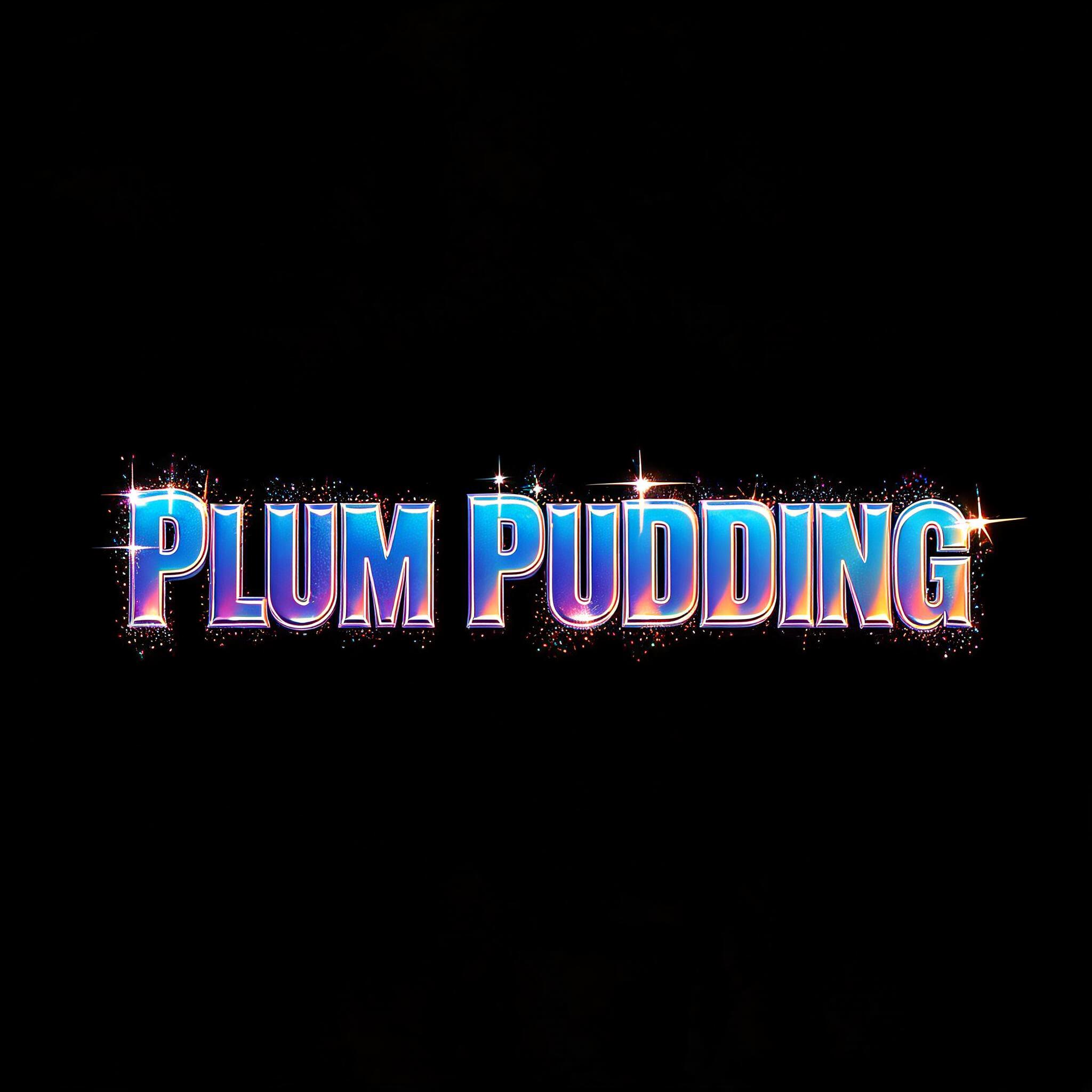 "PLUM PUDDING" — Holographic | AI Text Effect Generator