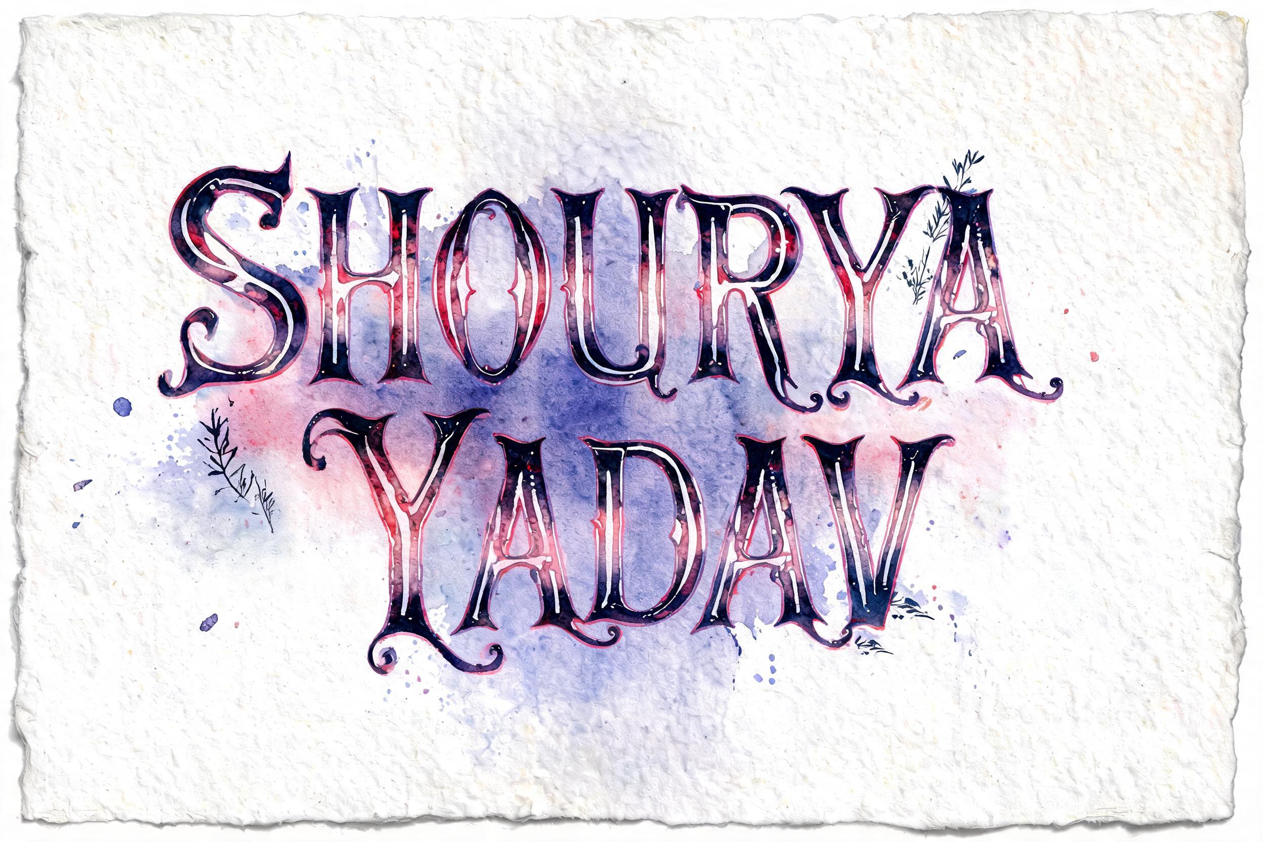 "SHOURYA YADAV" — Watercolor text effect