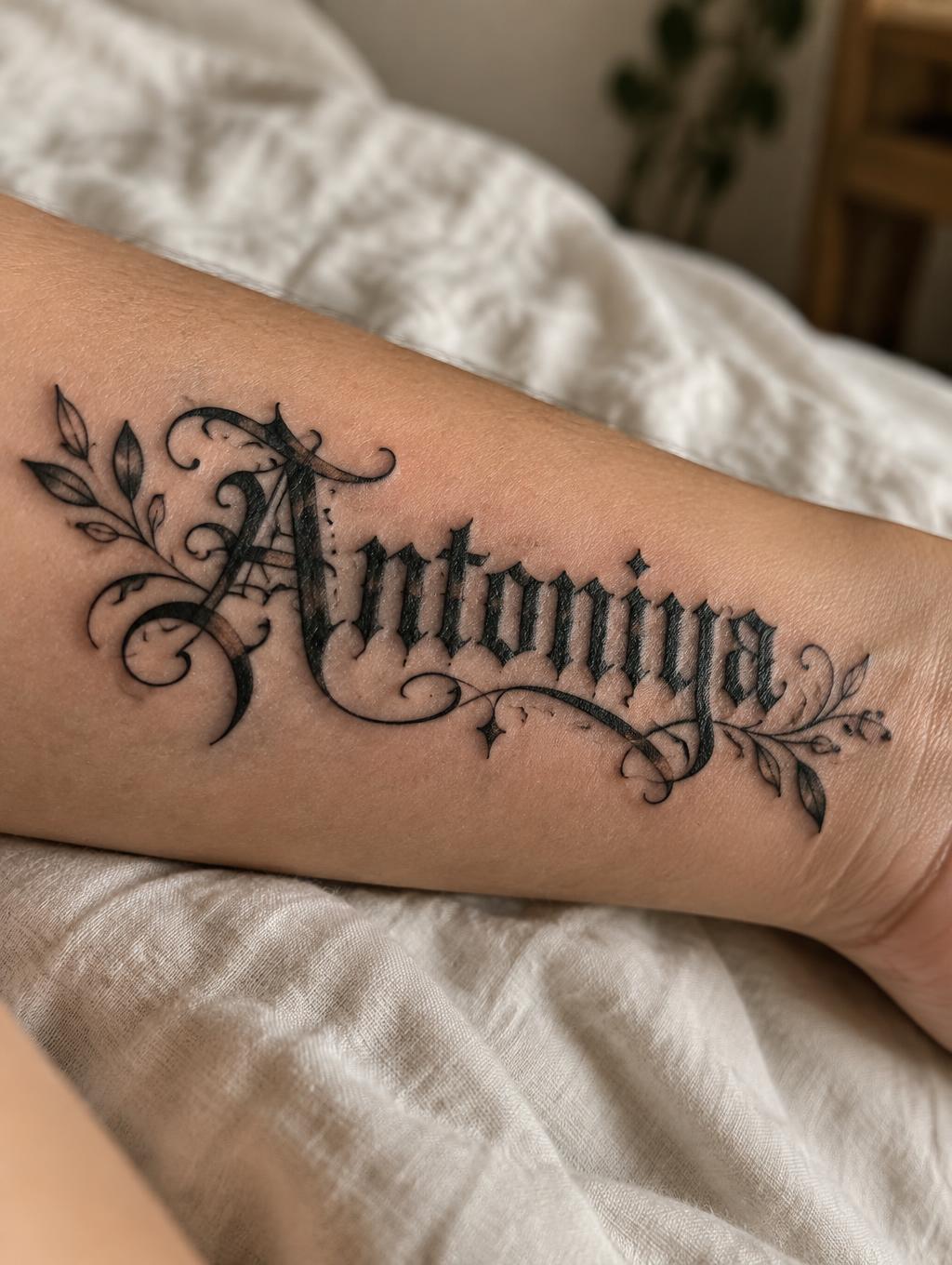 "Antoniya" — Tattoo | AI Text Effect Generator