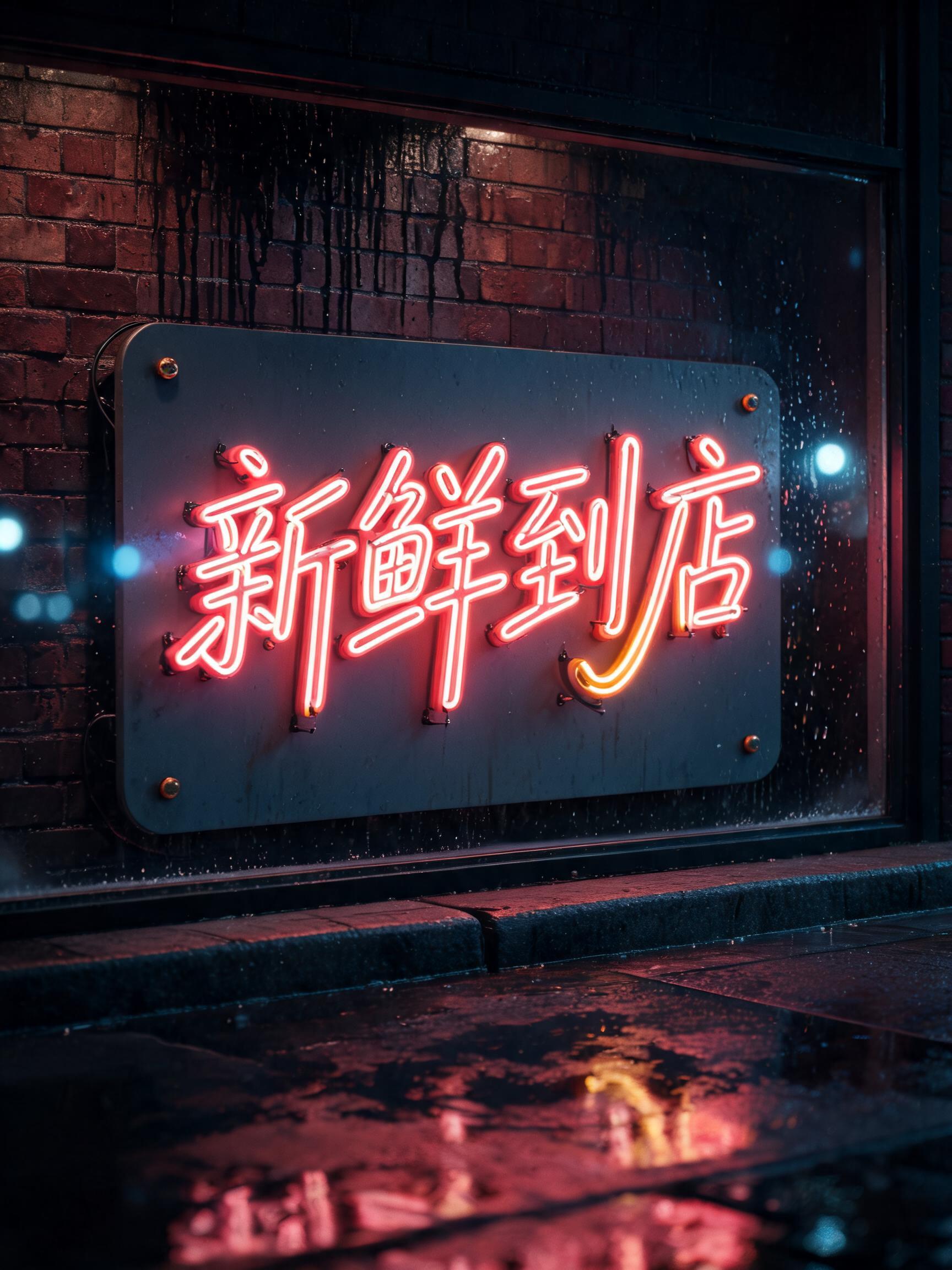 "新鲜到店" — Neon Sign | AI Text Effect Generator