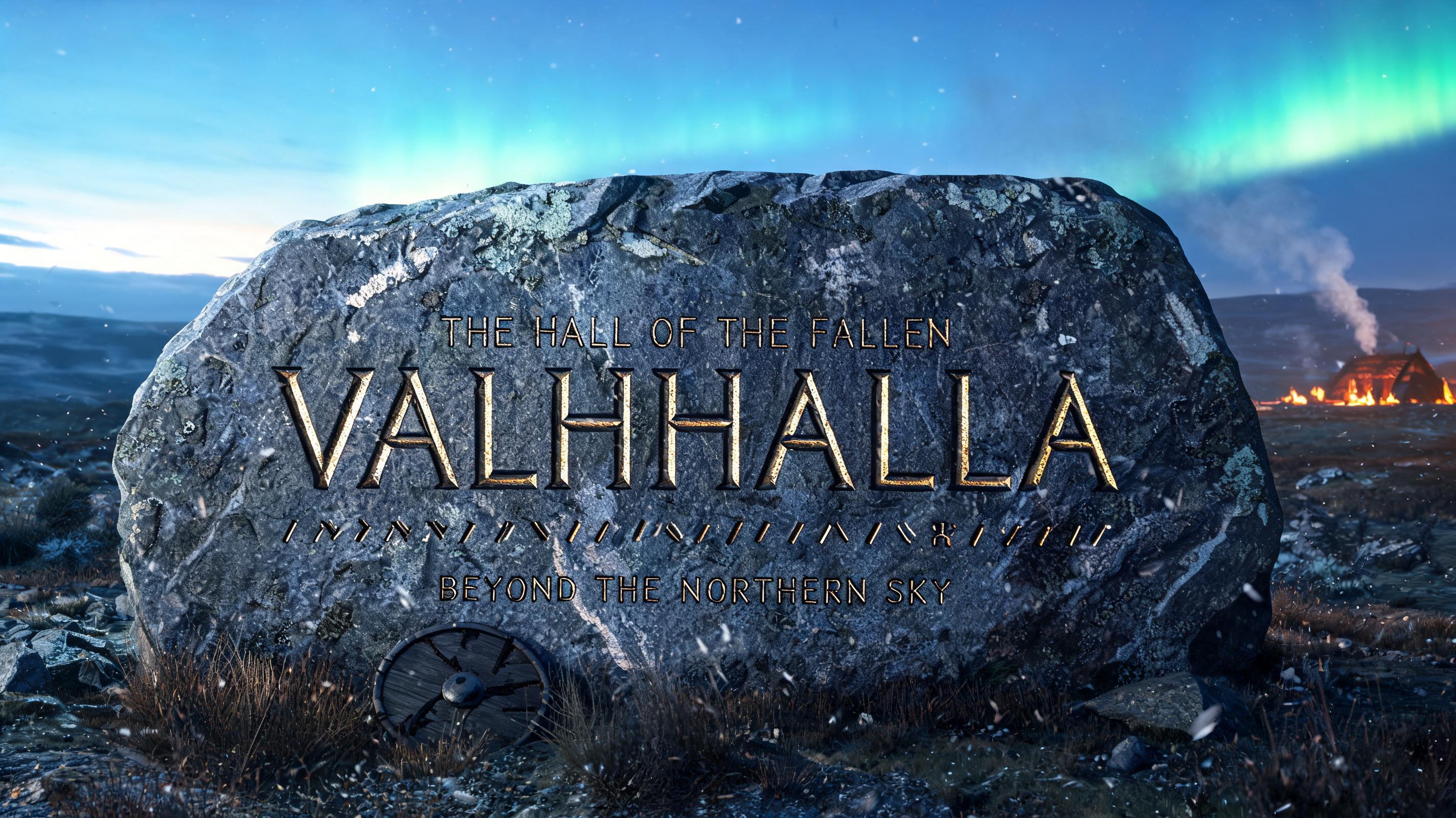 "Make me Viking letters that say VALHALLA carved into weathered stone" — Viking | AI Text Effect Generator