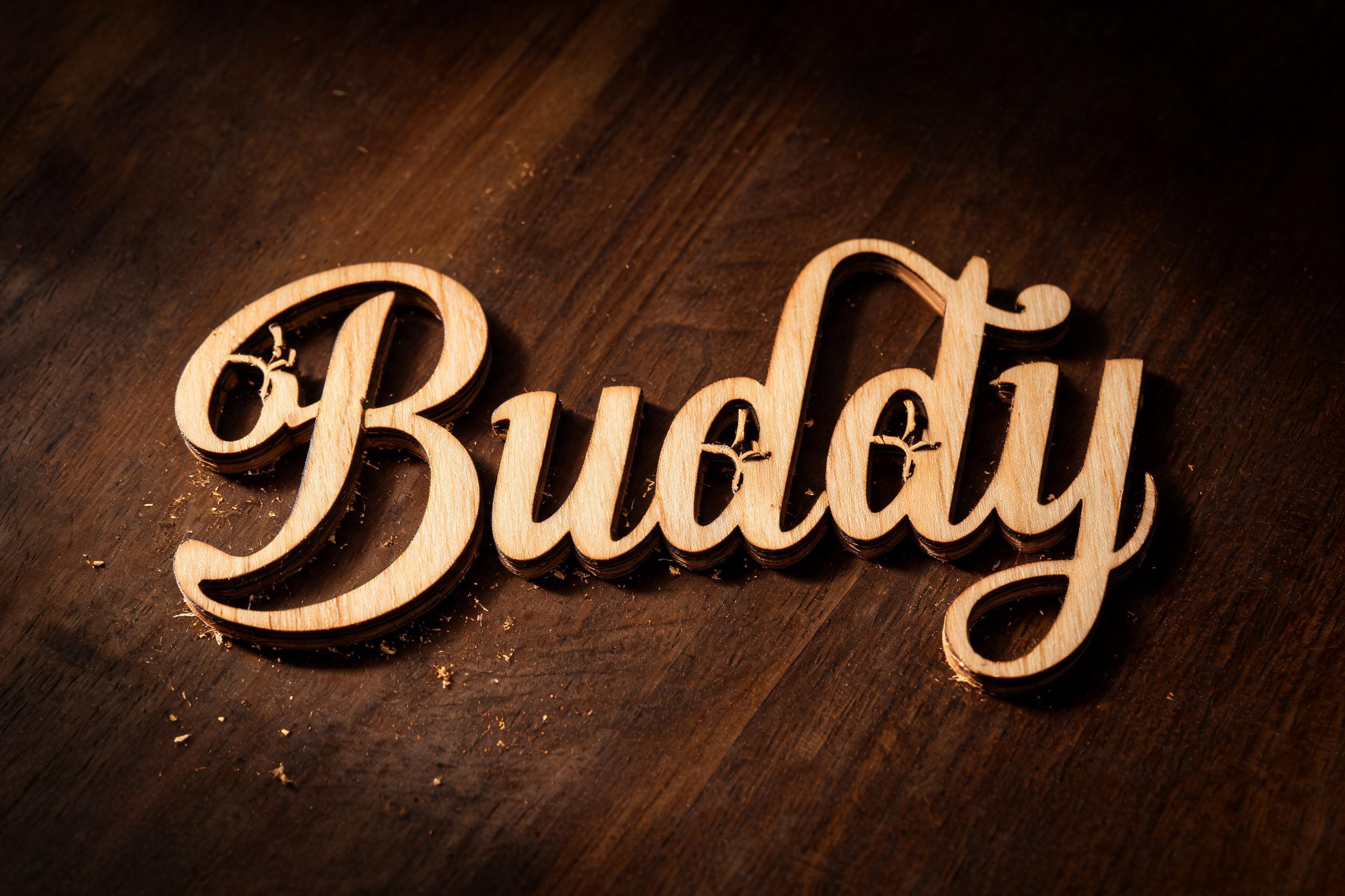 "Buddy" — Laser Cut | AI Text Effect Generator