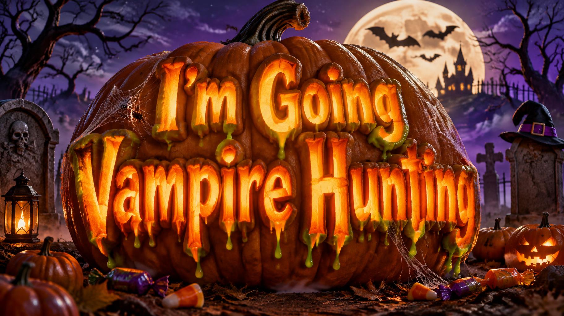 "I'm Going Vampire Hunting" — Halloween text effect