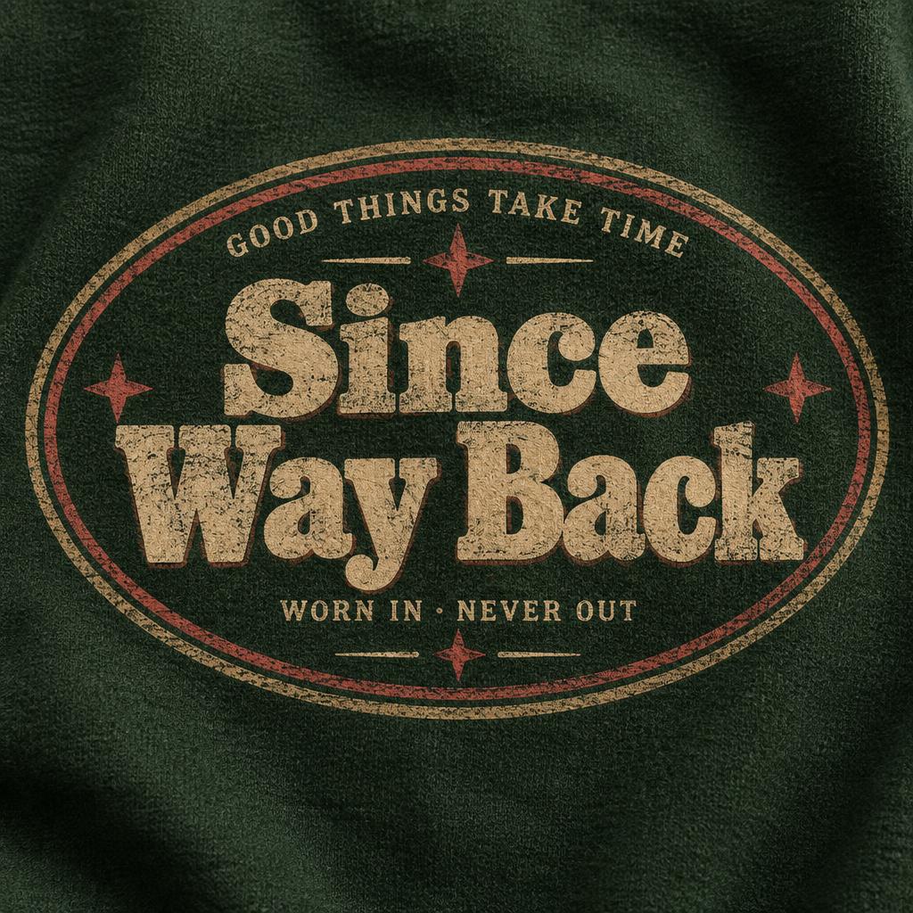 "Since Way Back
GOOD THINGS TAKE TIME
WORN IN · NEVER OUT" — Vintage | AI Text Effect Generator