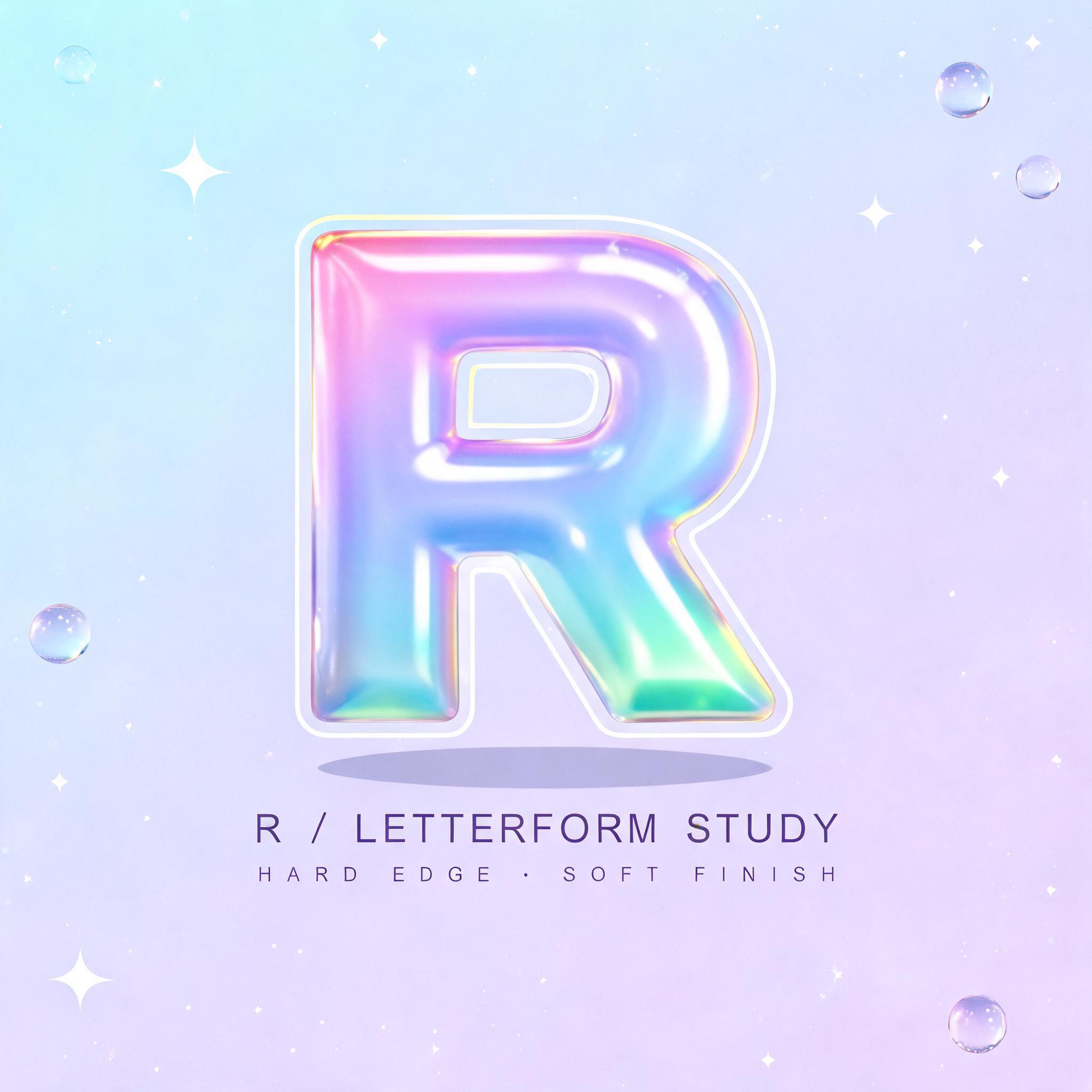 "make a bubble " R " with hard corners" — Bubble text effect