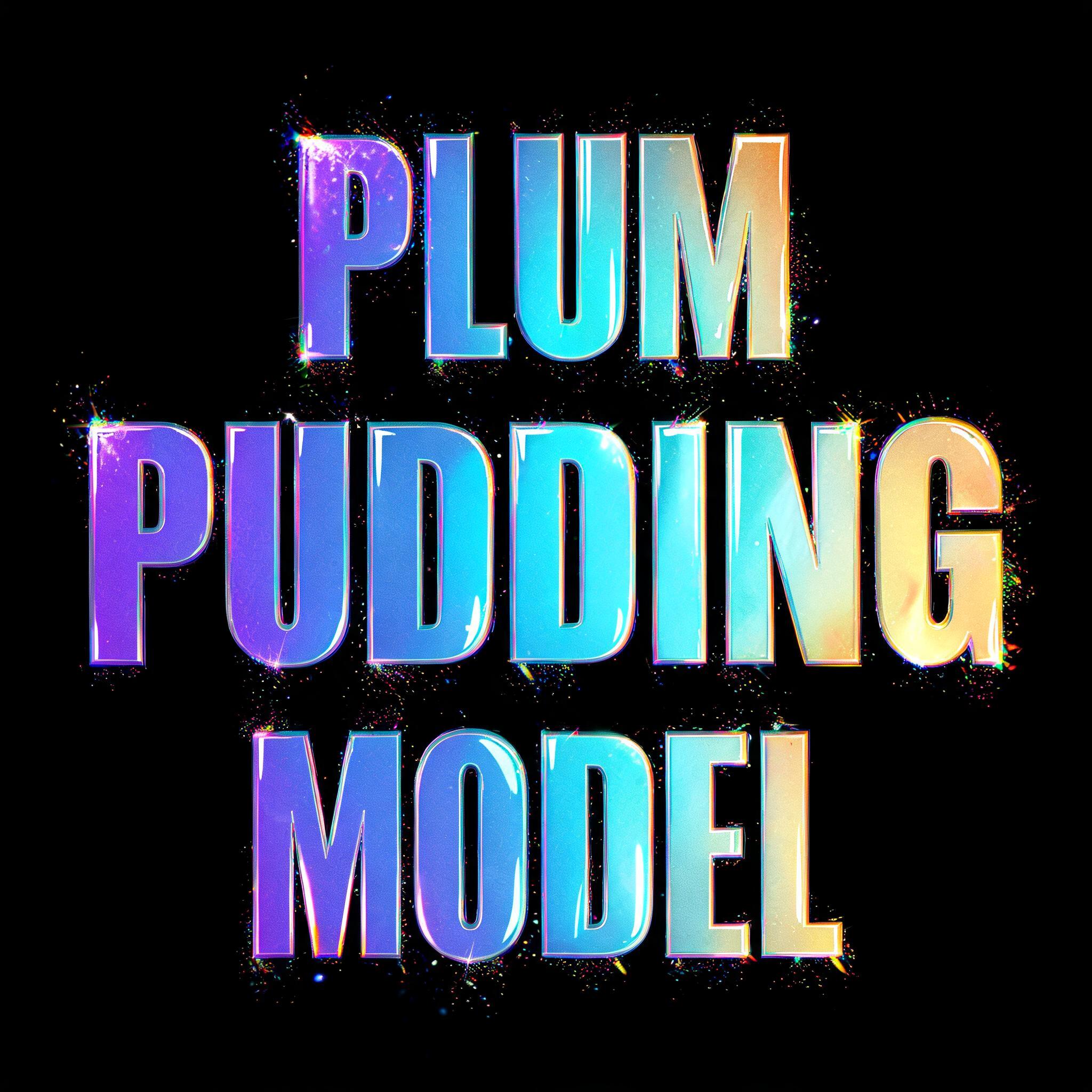 "PLUM PUDDING MODEL" — Holographic | AI Text Effect Generator