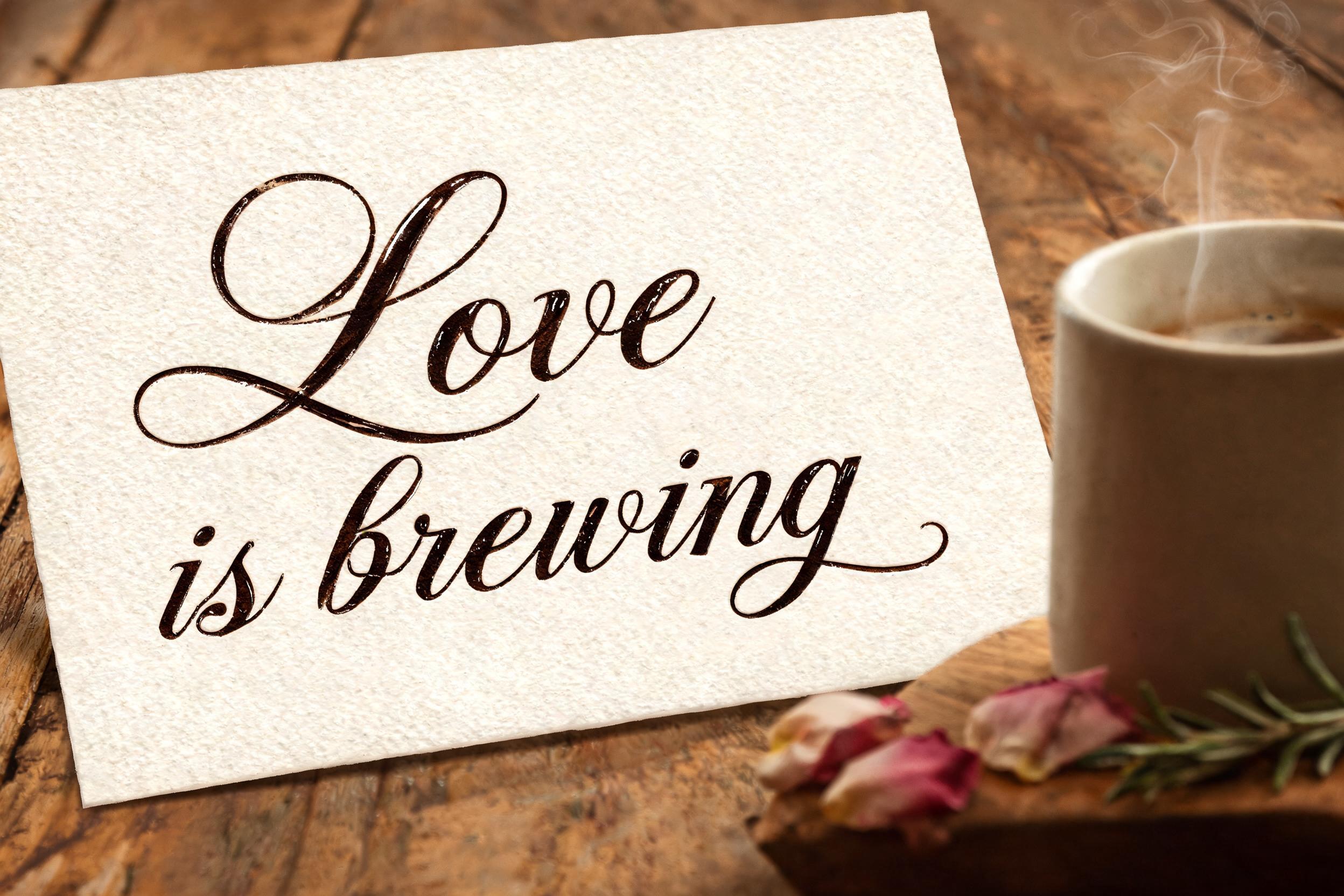 "Love is brewing" — Cursive | AI Text Effect Generator