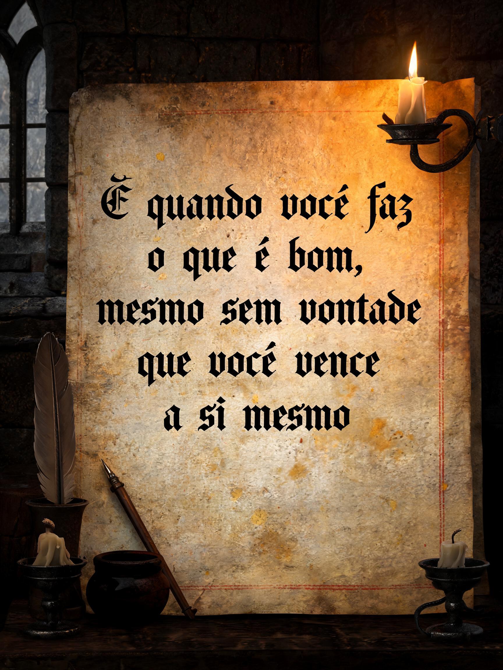 "É quando você faz o que é bom, mesmo sem vontade, que você vence a si mesmo" —  | AI Text Effect Generator