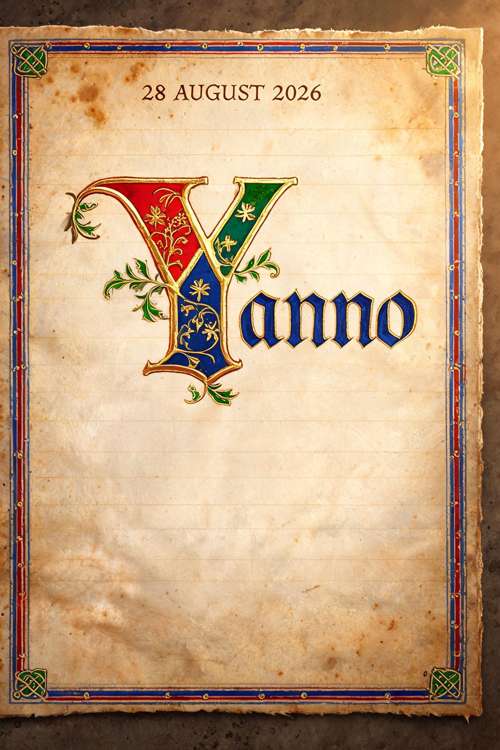 "28 AUGUST 2026
Yanno" — Medieval | AI Text Effect Generator