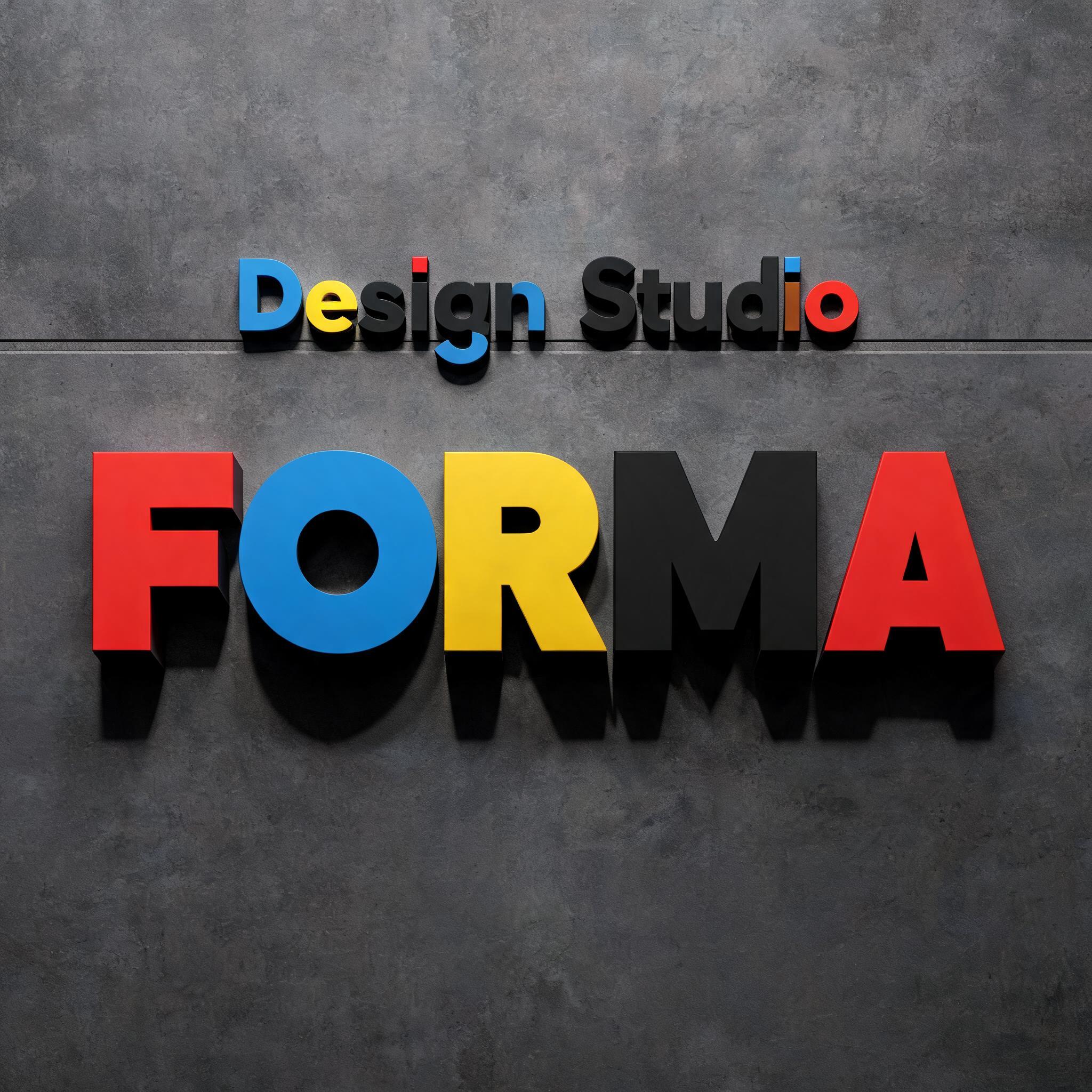 "FORMA
Design Studio" — Geometric text effect