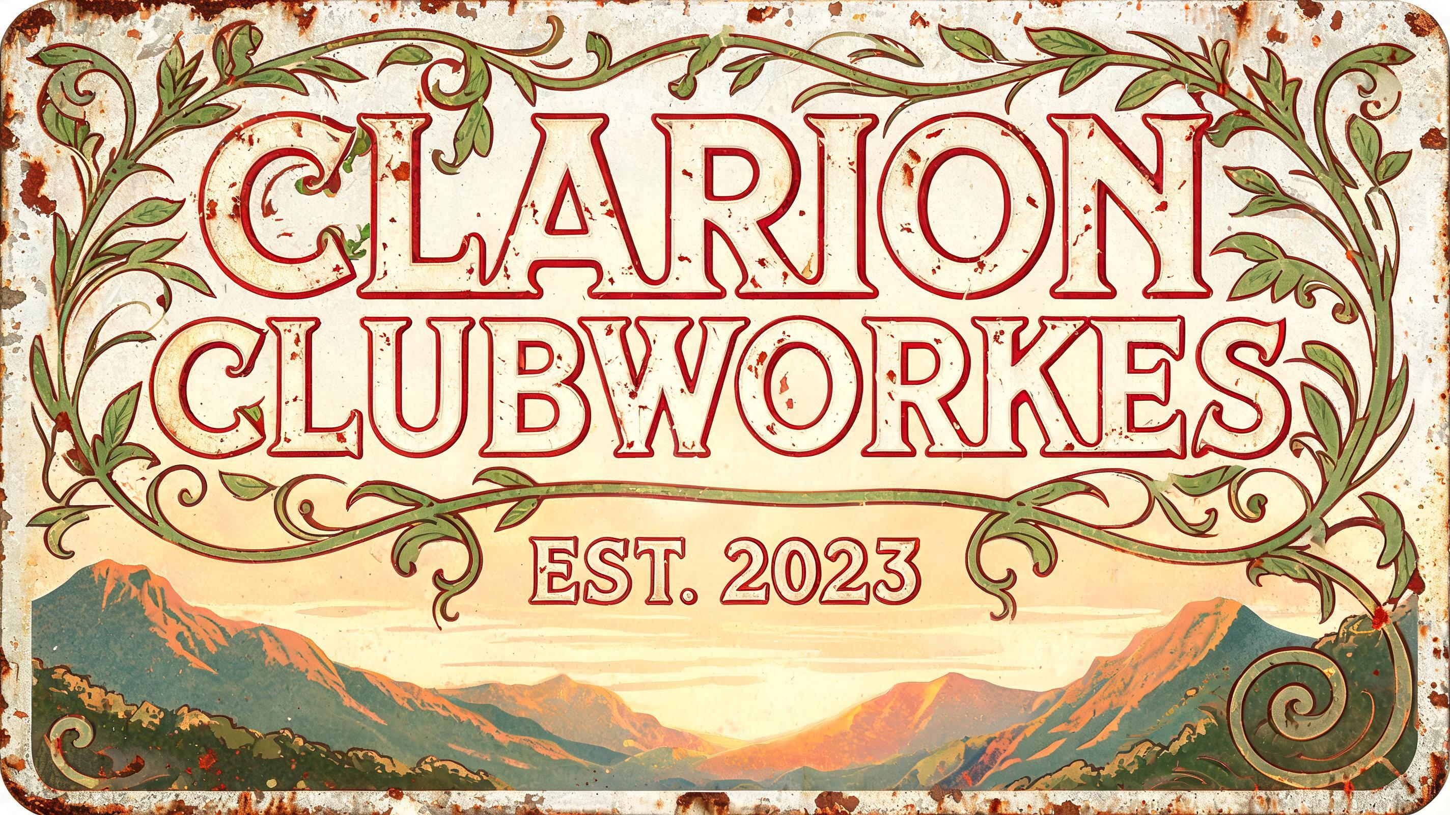 "Clarion Clubworks Est. 2023" — Vintage | AI Text Effect Generator