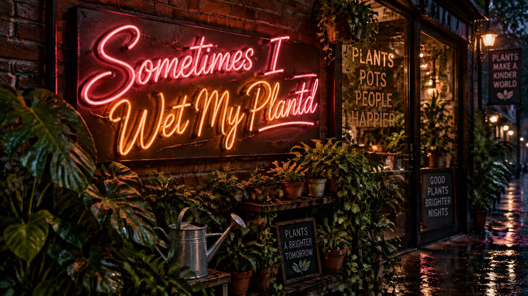 "Sometimes I Wet My Plantd" — Neon Sign | AI Text Effect Generator