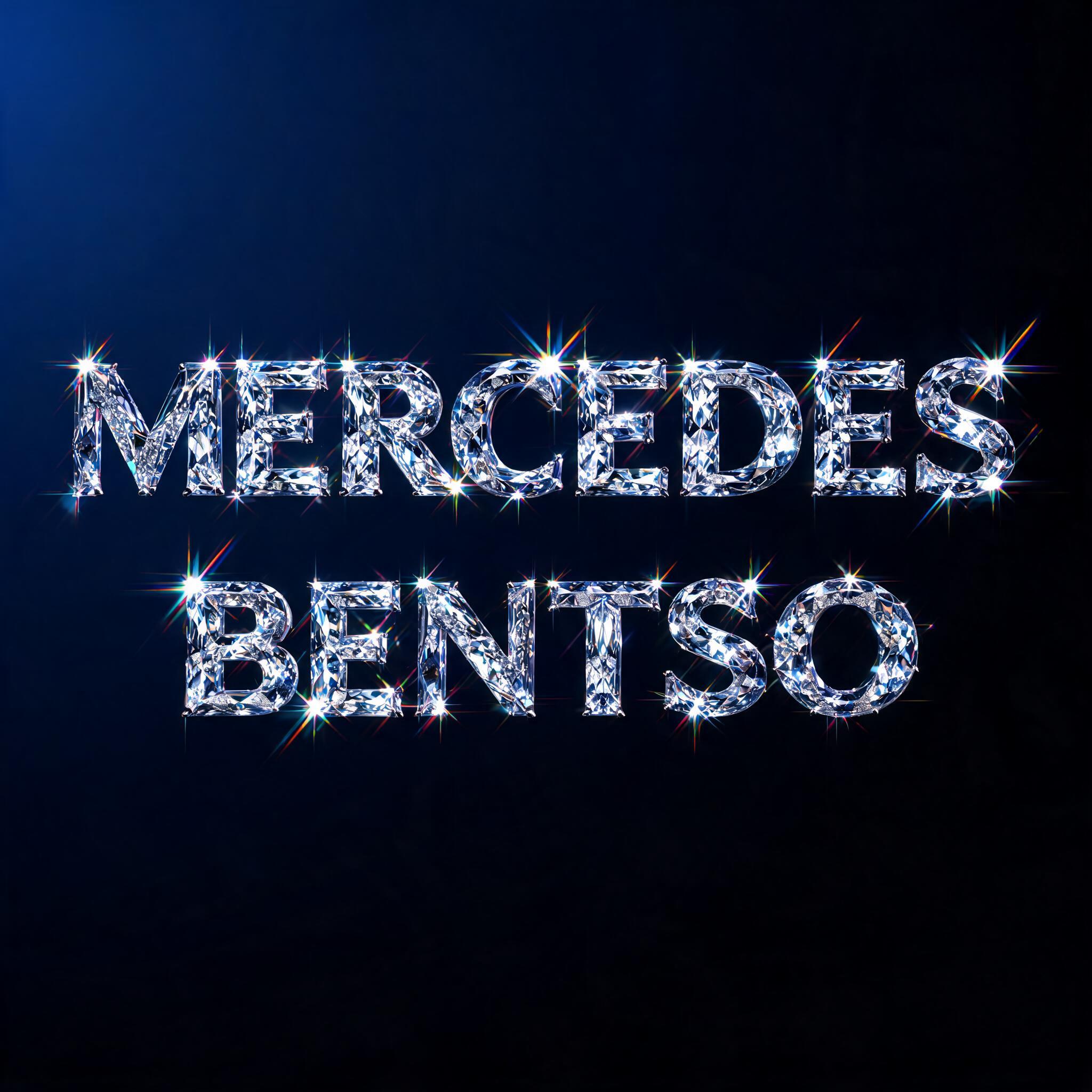 "MERCEDES BENTSO" — Glass Crystal | AI Text Effect Generator