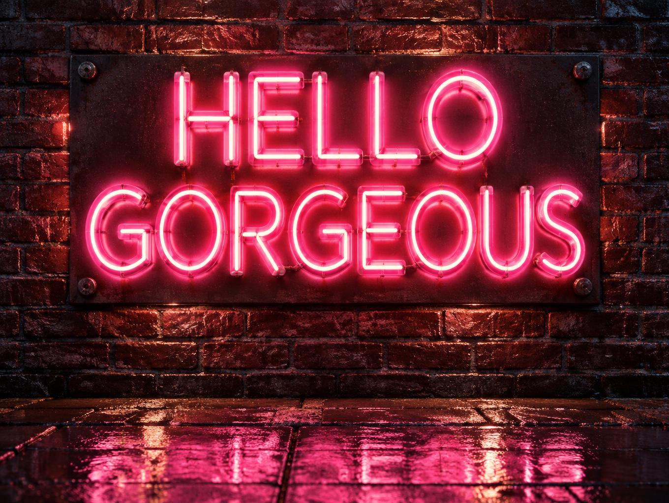 "HELLO
GORGEOUS" — Neon Sign | AI Text Effect Generator