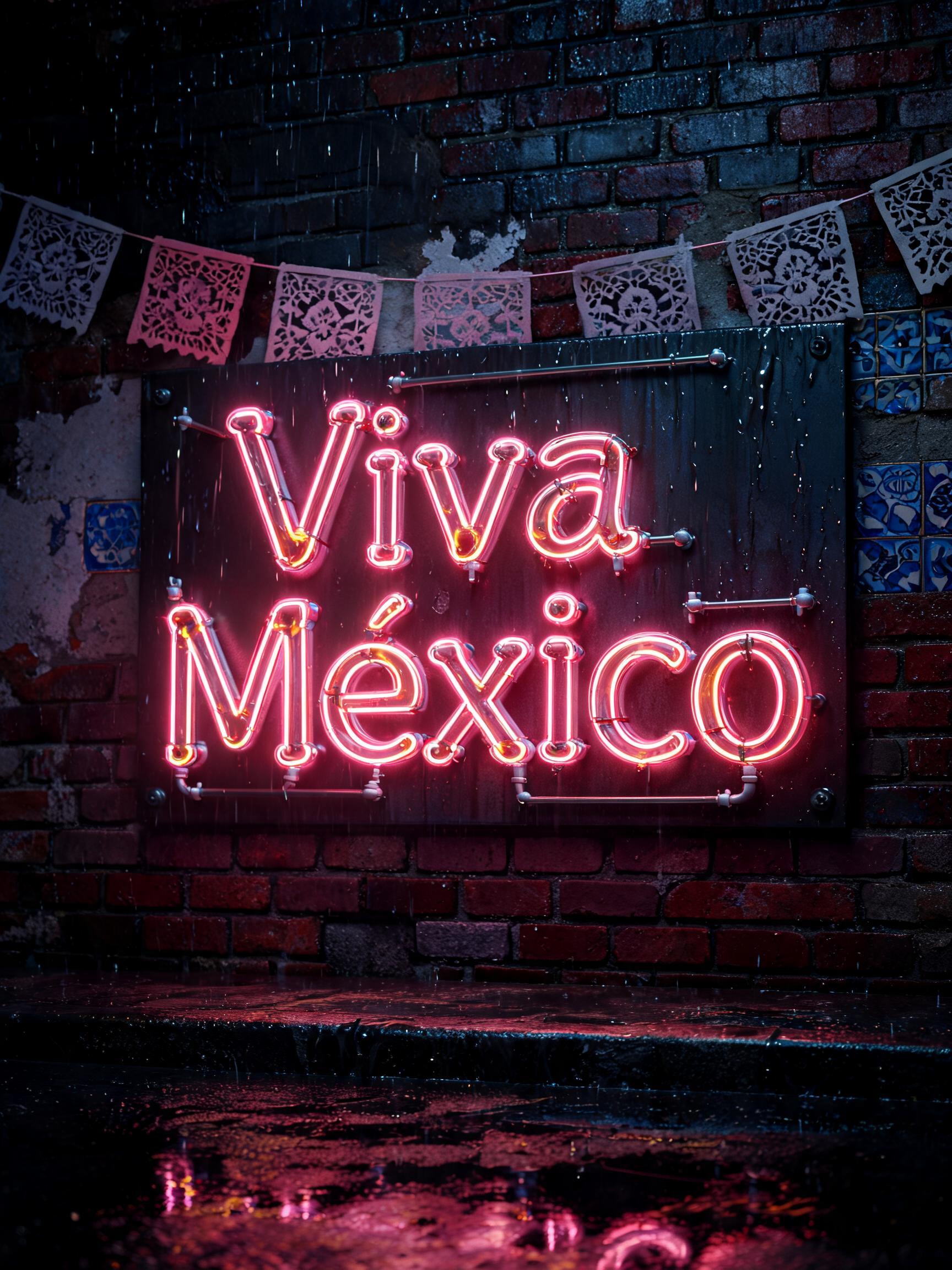 "Viva México" — Neon Sign text effect
