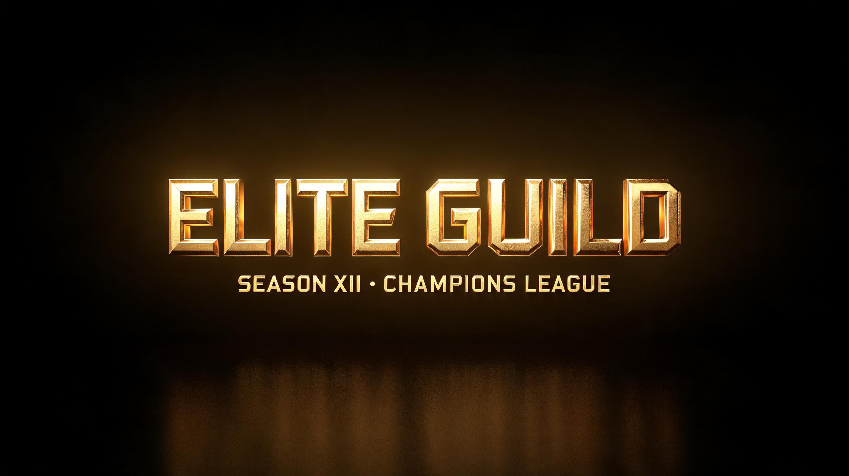 "ELITE GUILD
SEASON XII · CHAMPIONS LEAGUE" — 3d Bold Gold | AI Text Effect Generator