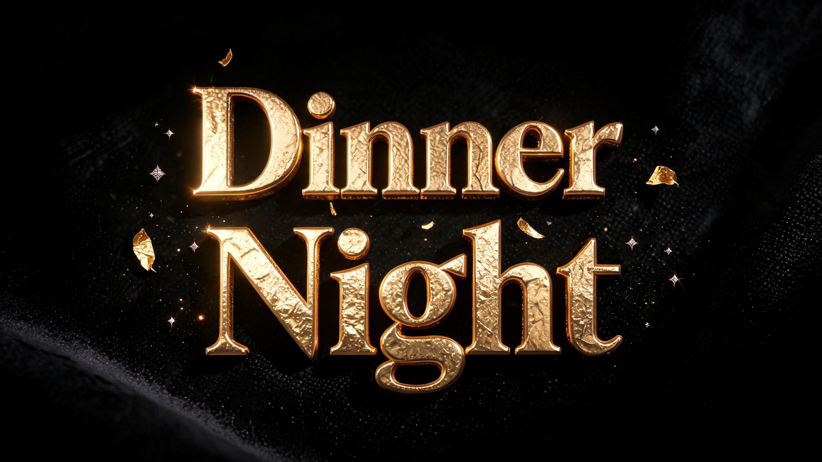 "Dinner
Night" — Luxury Gold | AI Text Effect Generator