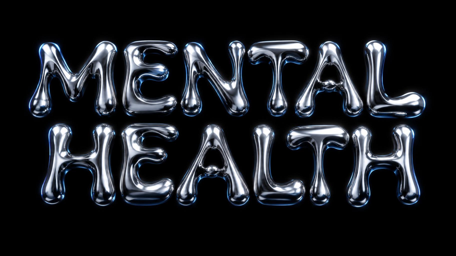 "MENTAL HEALTH" — Chrome Metal 3d | AI Text Effect Generator