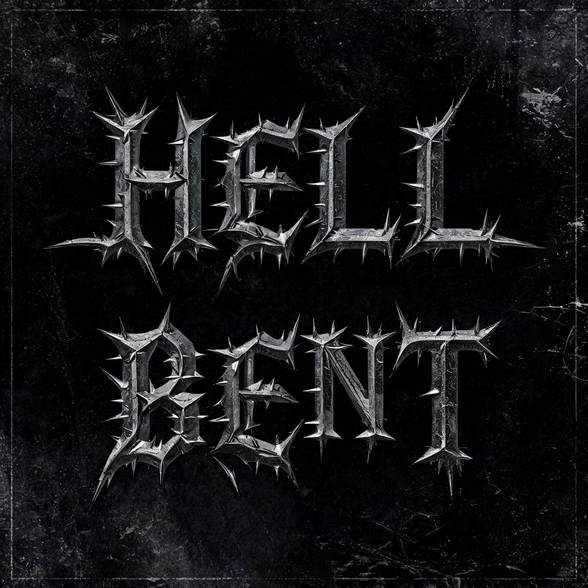 "HELL BENT" — Gothic text effect