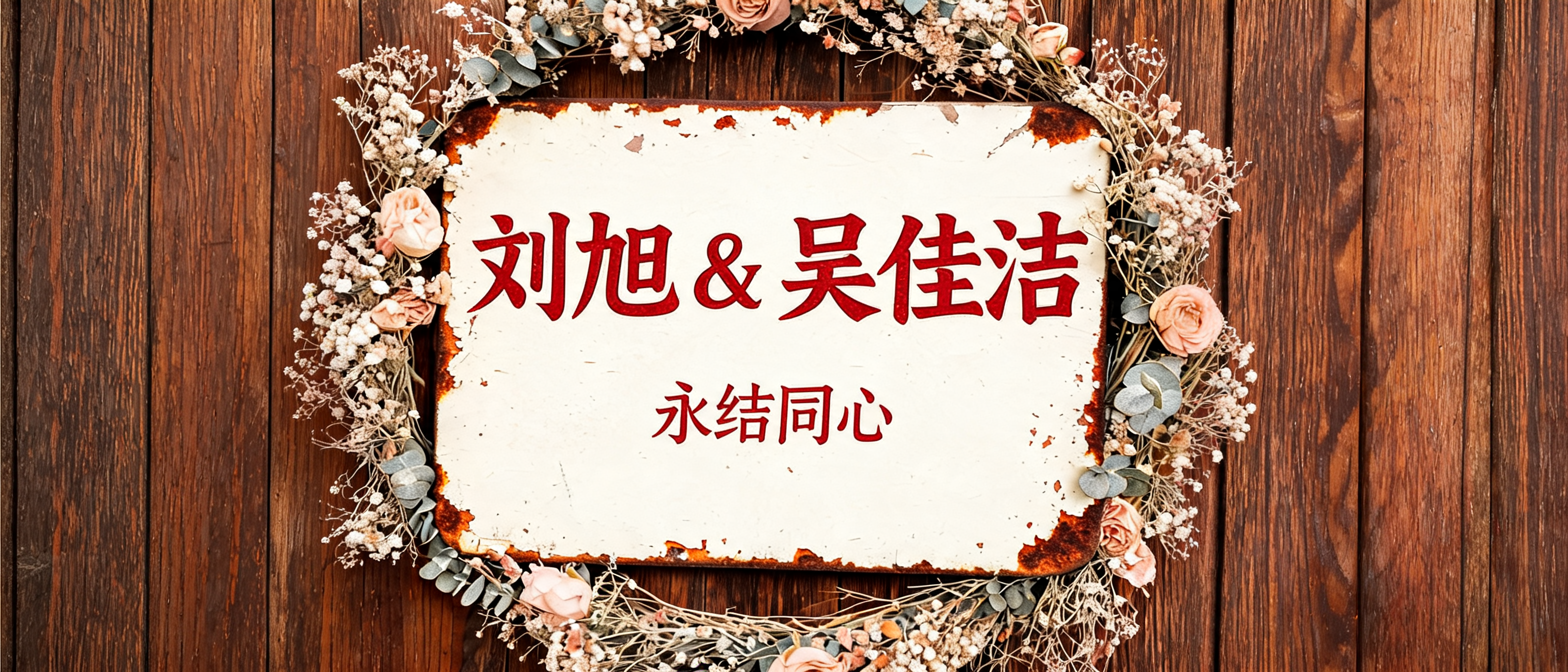 "刘旭 & 吴佳洁" — Wedding text effect