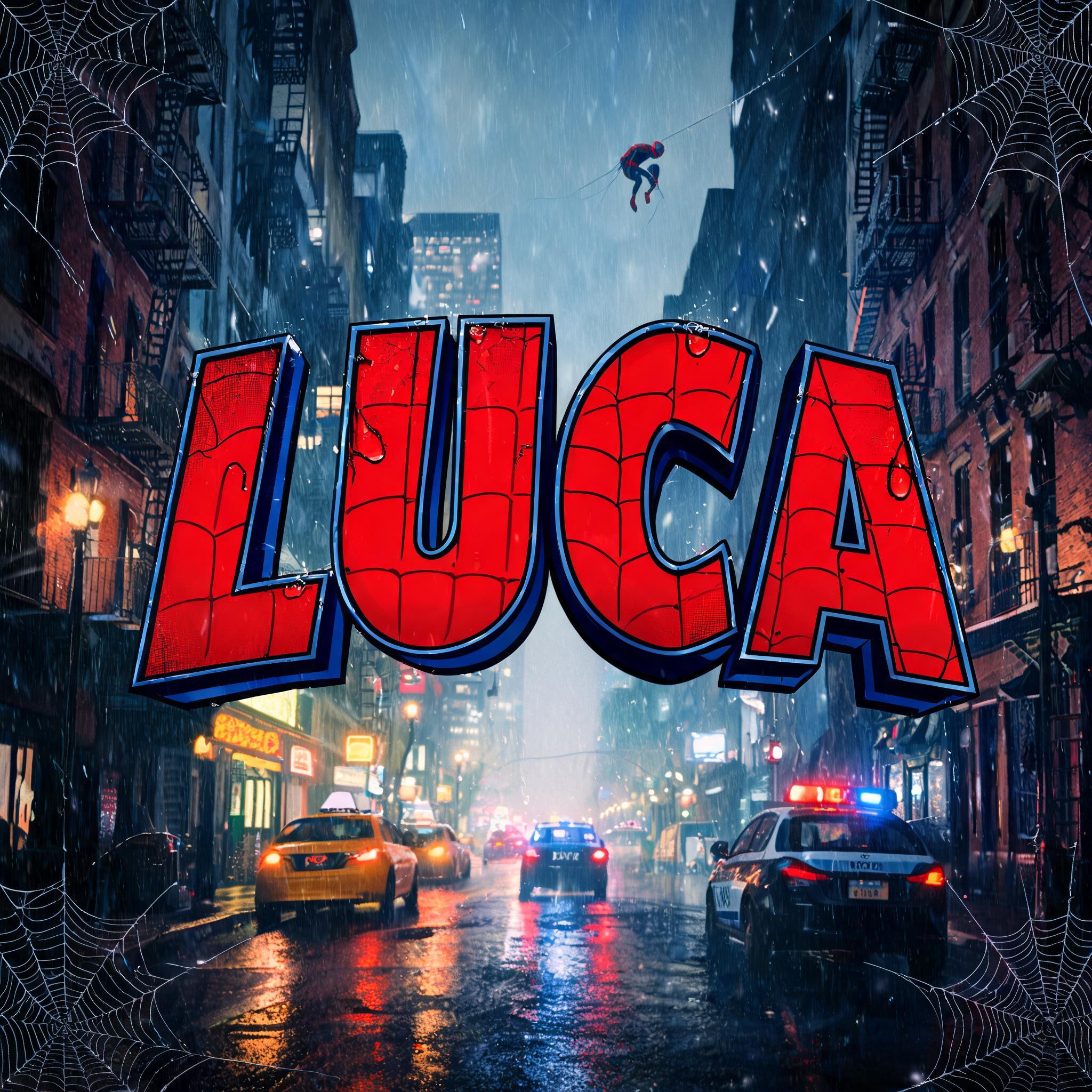 "Luca" — Spider Hero | AI Text Effect Generator