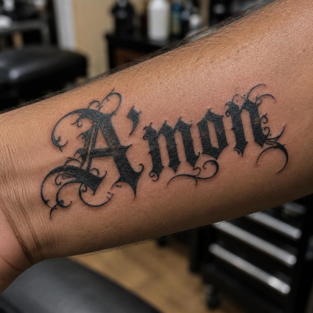"A'mon" — Tattoo | AI Text Effect Generator