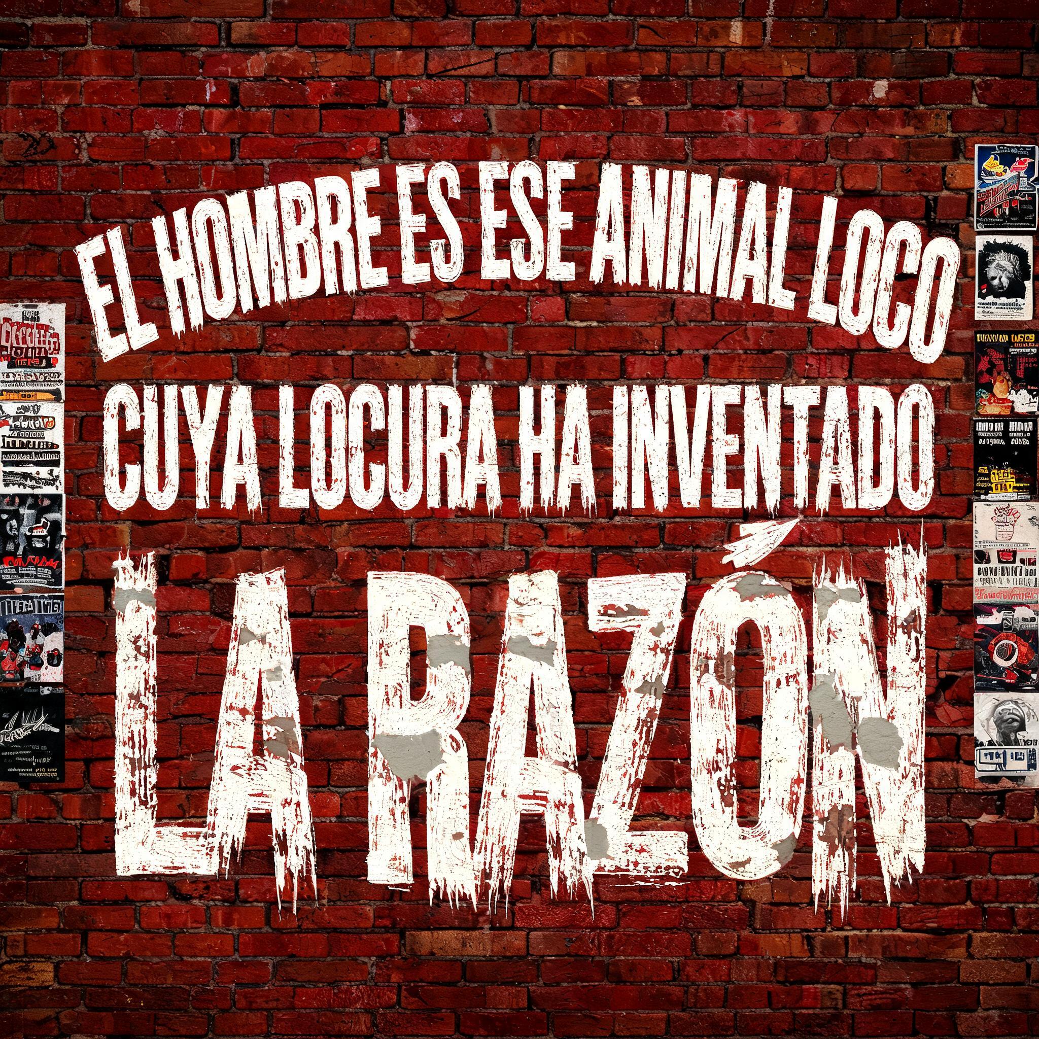 "EL HOMBRE ES ESE ANIMAL LOCO CUYA LOCURA HA INVENTADO LA RAZÓN" — Brush Dry | AI Text Effect Generator