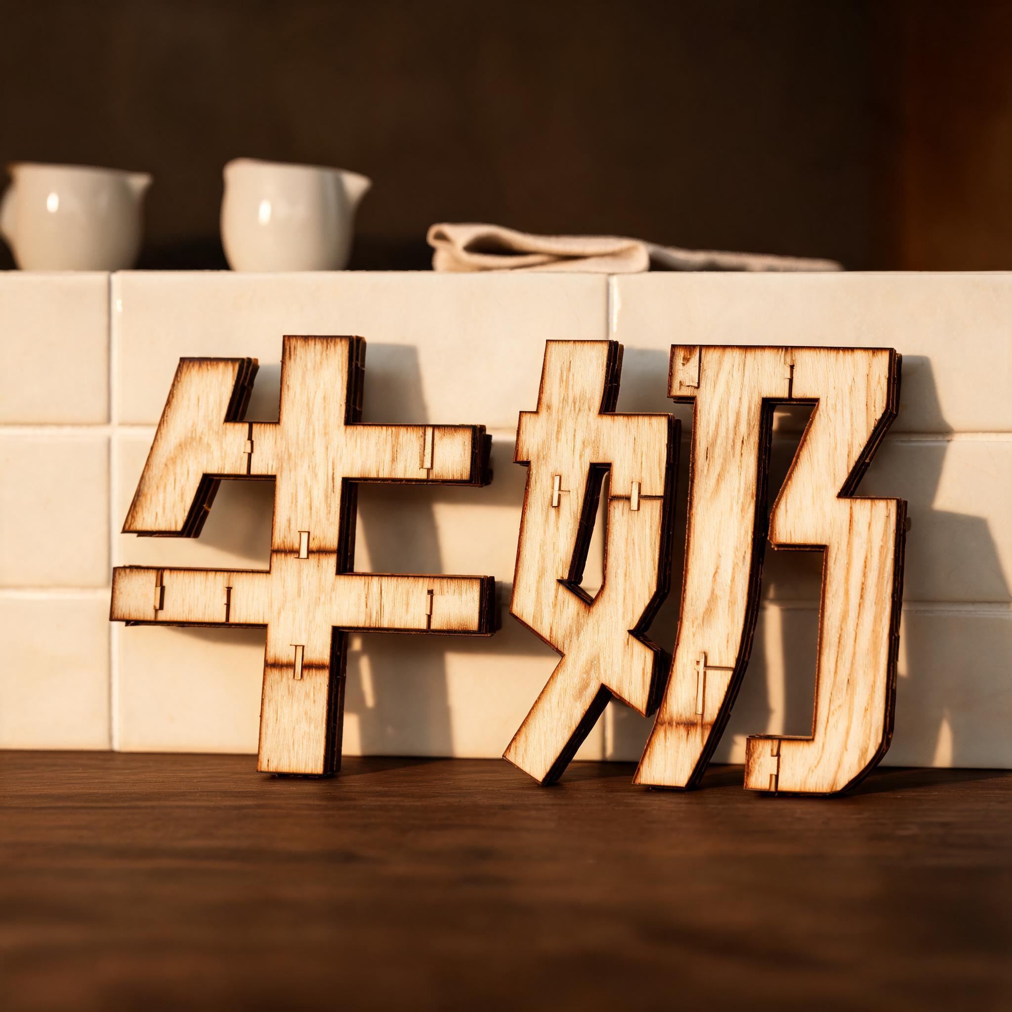 "牛奶" — Laser Cut | AI Text Effect Generator
