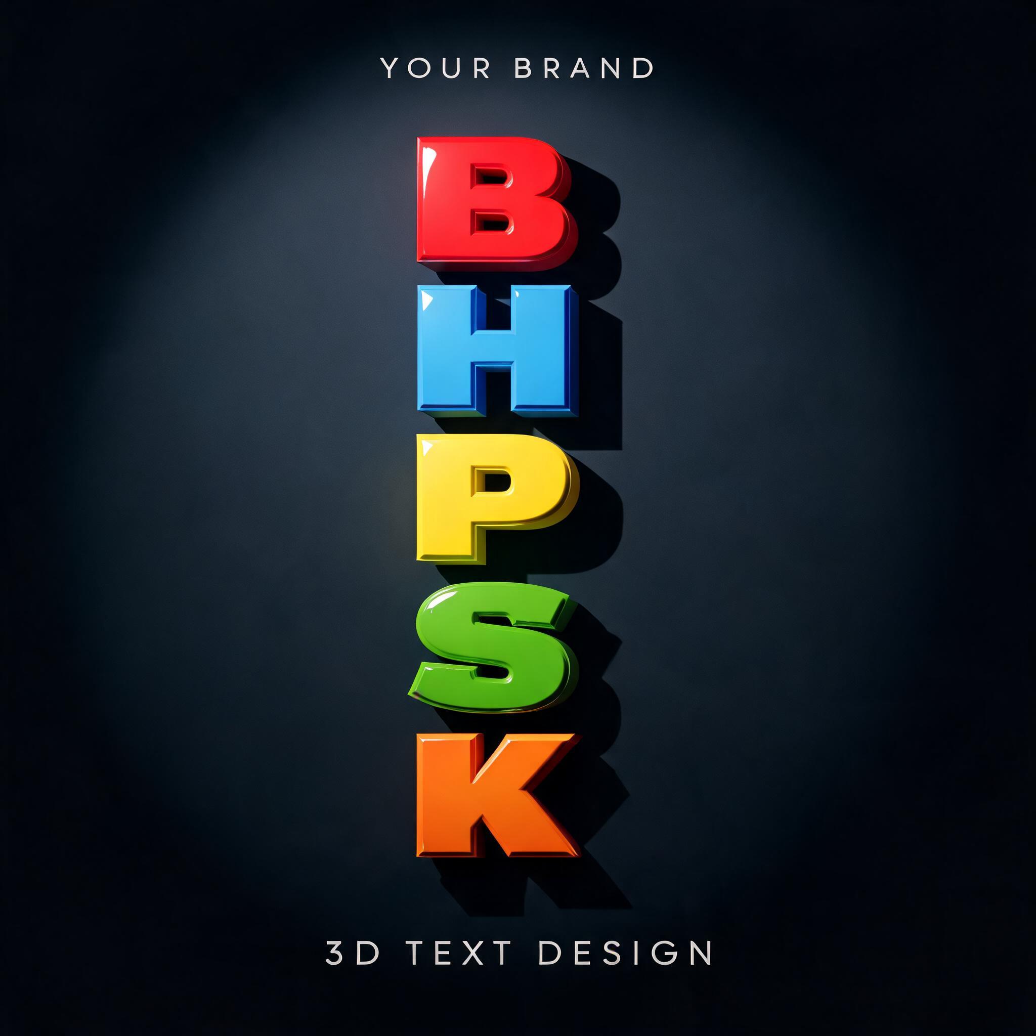 "B
H
P
S
K" — 3d Bold | AI Text Effect Generator