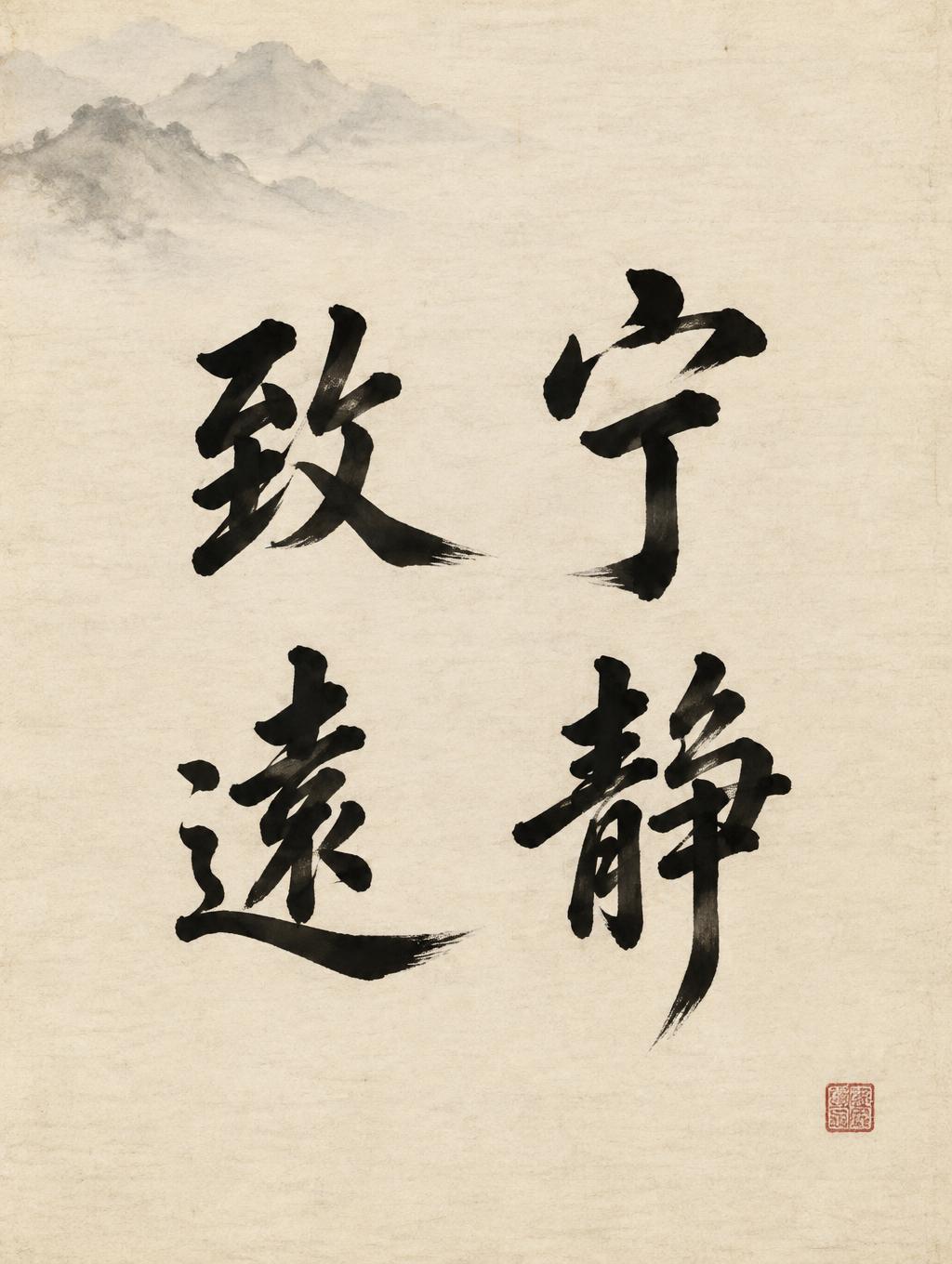 "宁静致远" — Brush Chinese Ink | AI Text Effect Generator