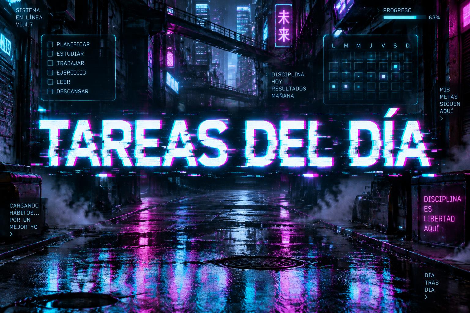"TAREAS DEL DÍA" — Cyberpunk | AI Text Effect Generator