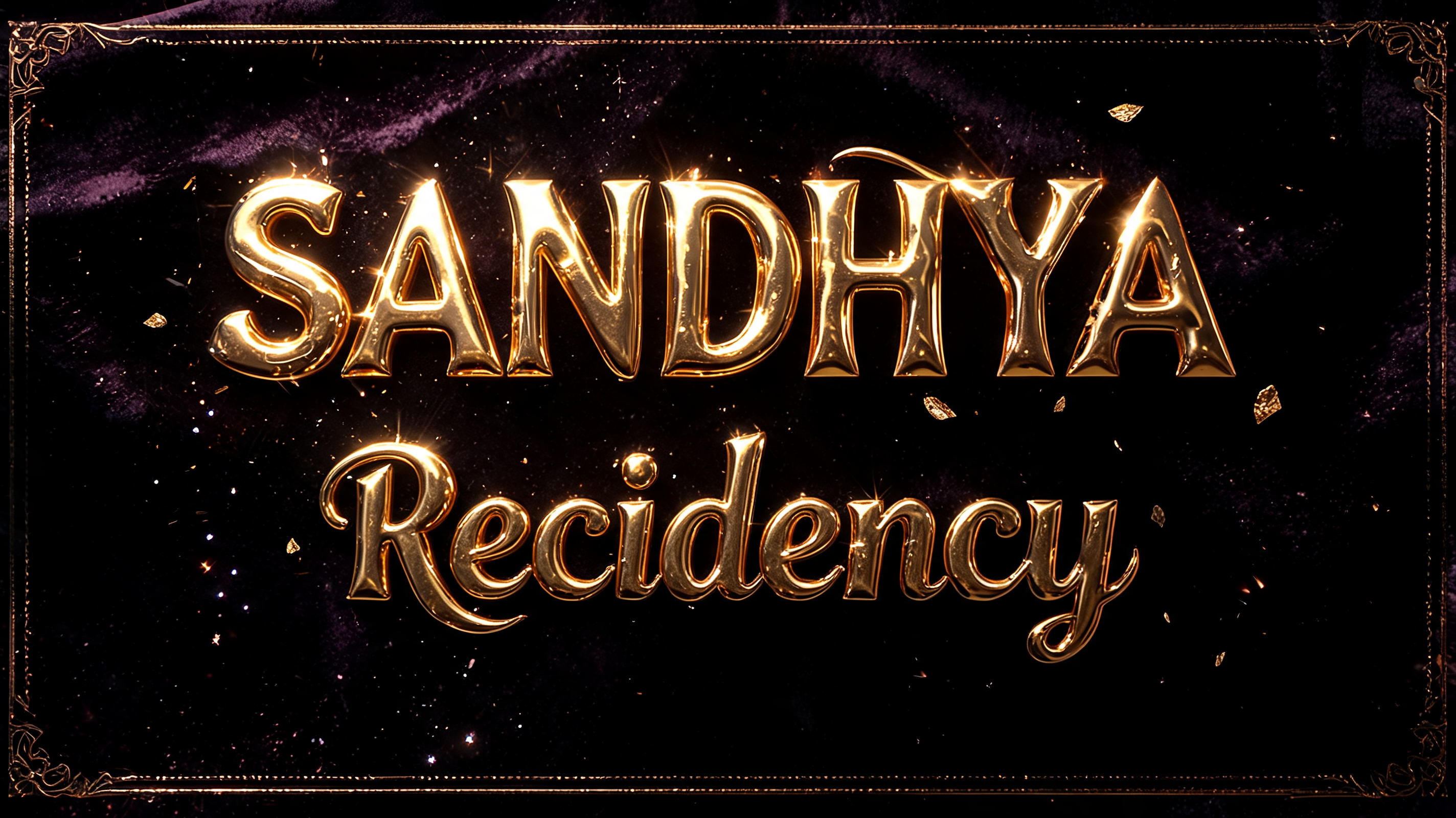 "SANDHYA Recidency" — Luxury Gold text effect
