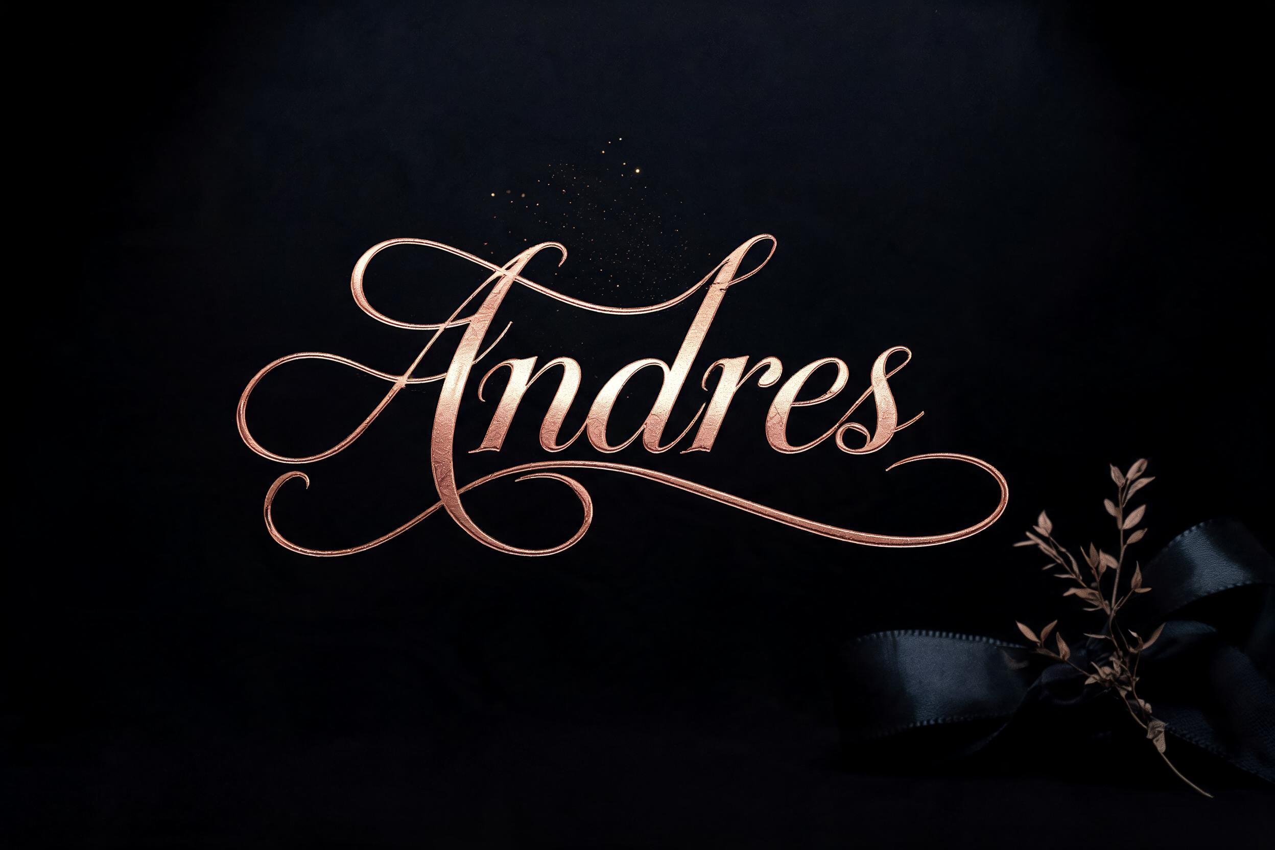 "Andres" — Elegant Script text effect