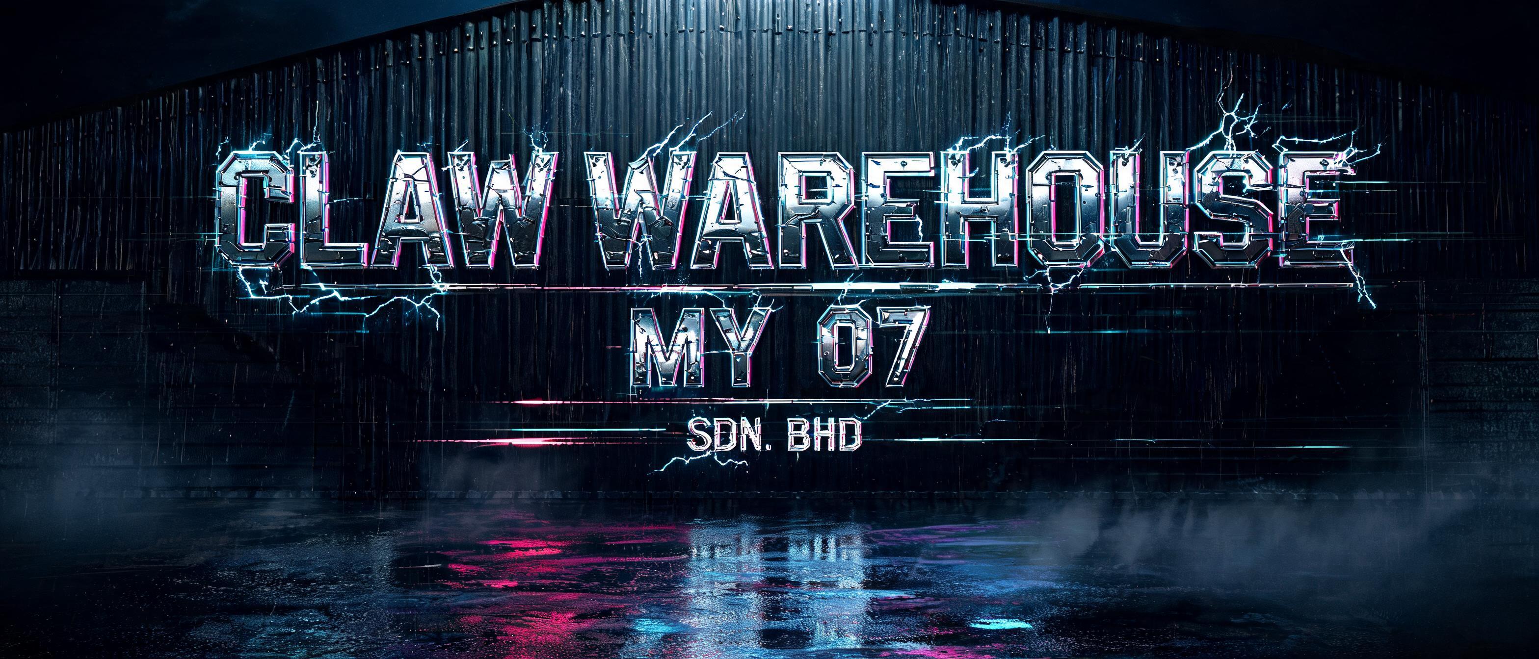 "CLAW WAREHOUSE MY 07 SDN. BHD" — Cyberpunk | AI Text Effect Generator
