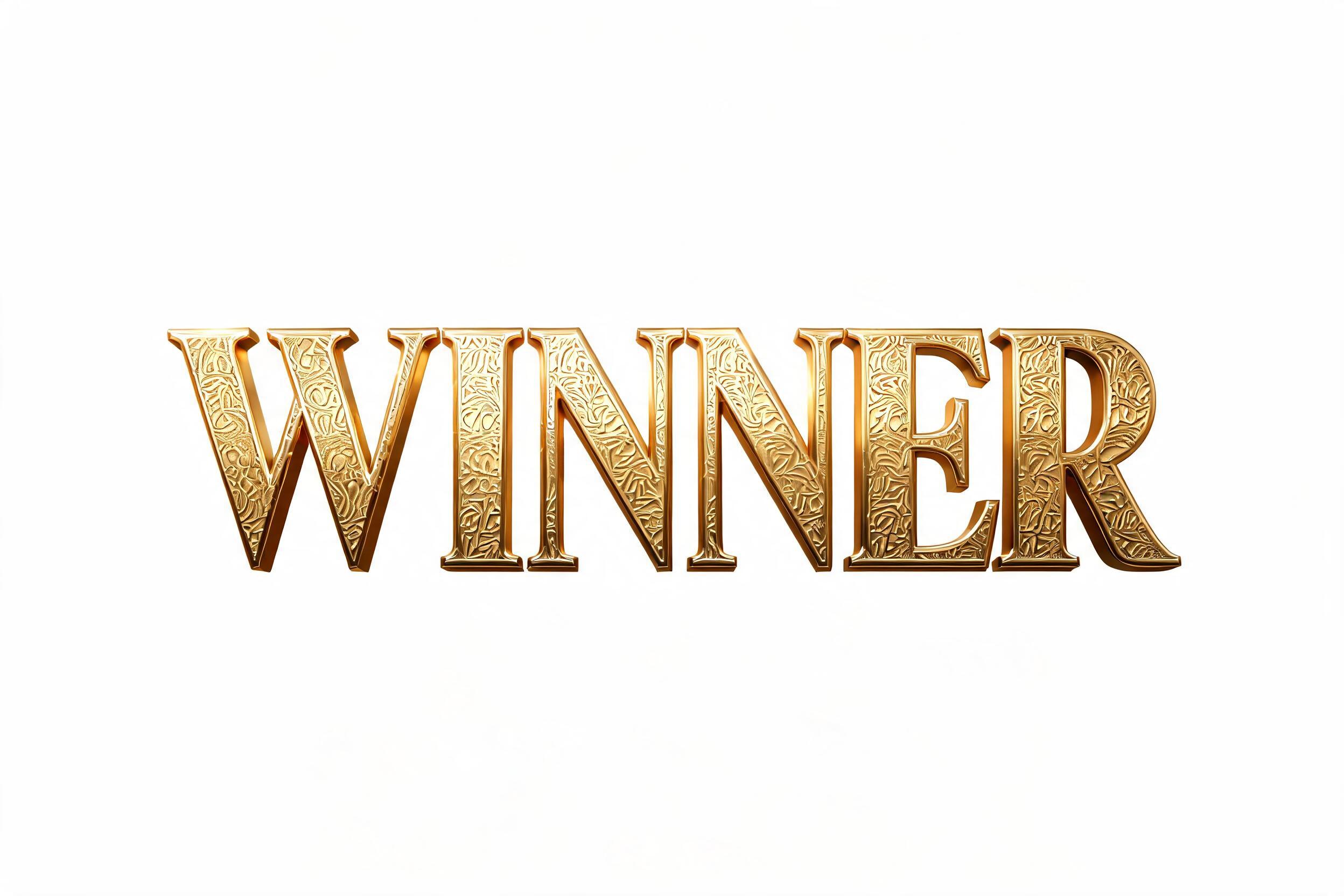 "Make me a gold text PNG that says WINNER to drop onto my certificate" — 3d Bold Gold | AI Text Effect Generator
