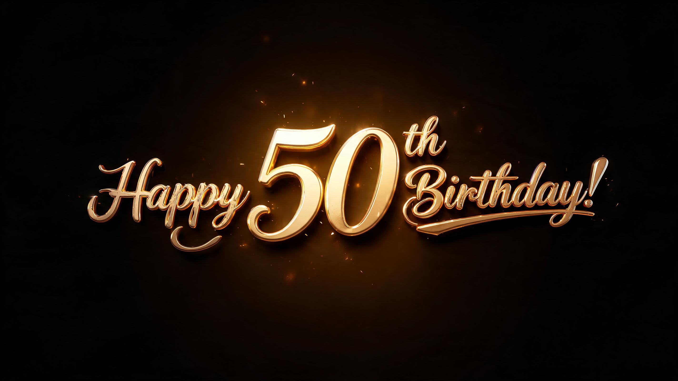 "Happy 50th Birthday!" — 3d Bold Gold | AI Text Effect Generator
