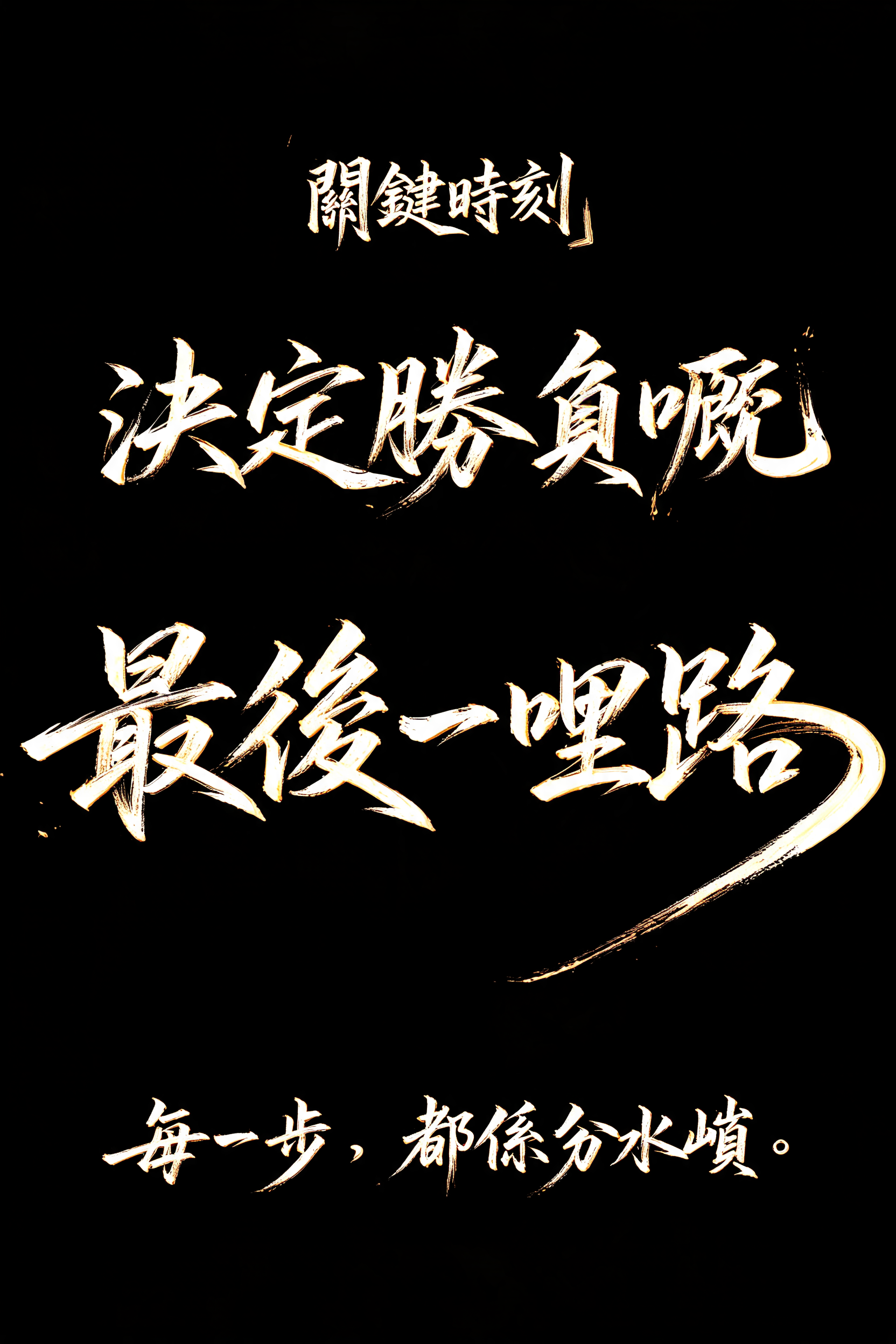 "關鍵時刻
決定勝負嘅
最後一哩路
每一步，都係分水嶺。" — Brush Stroke | AI Text Effect Generator