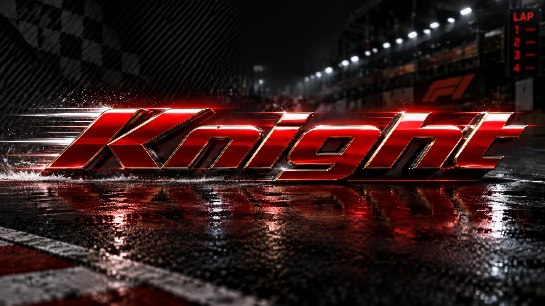 "write the name Knight in F1 font" — Racing | AI Text Effect Generator