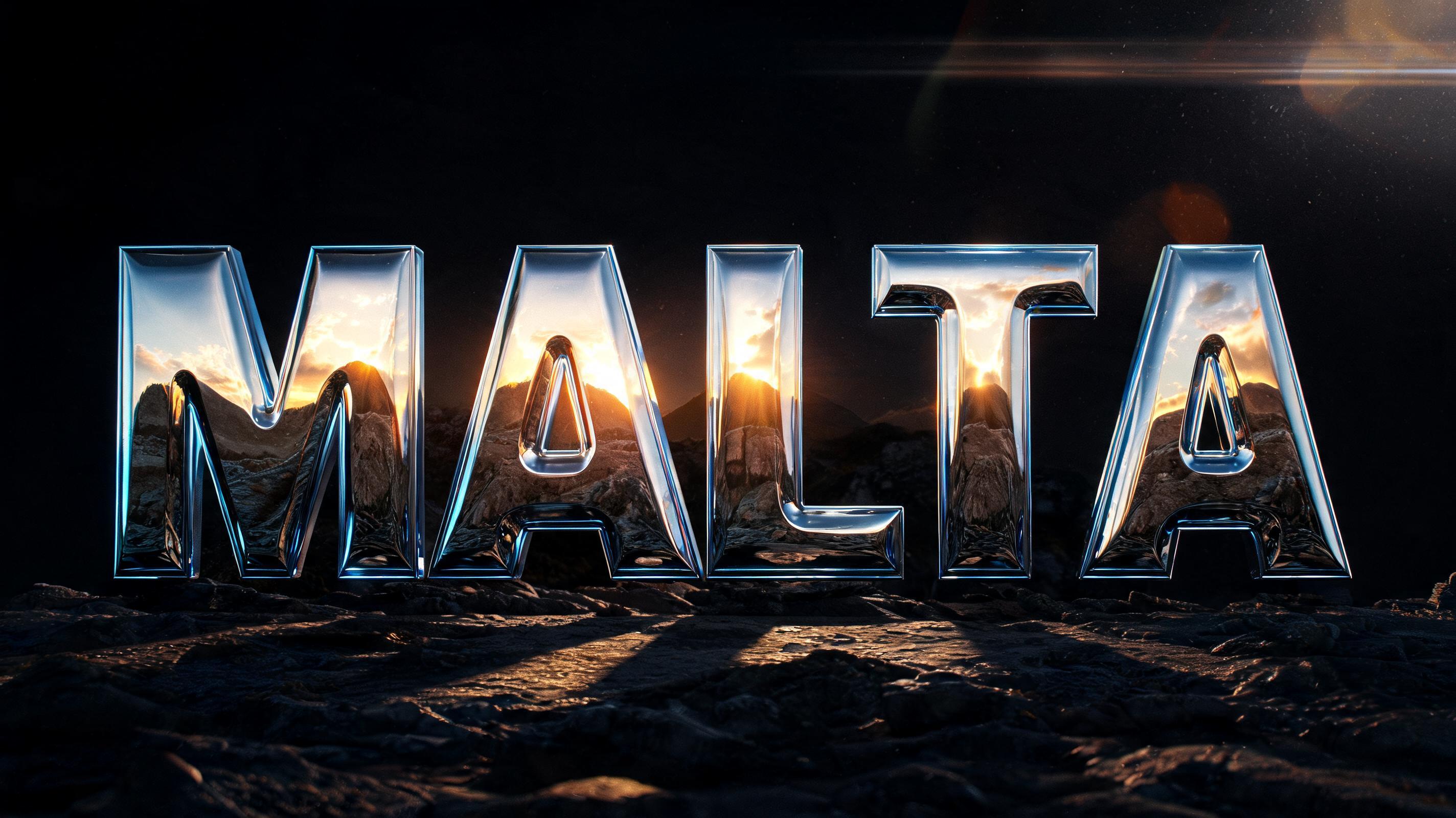 "MALTA" — Chrome Metal 3d | AI Text Effect Generator