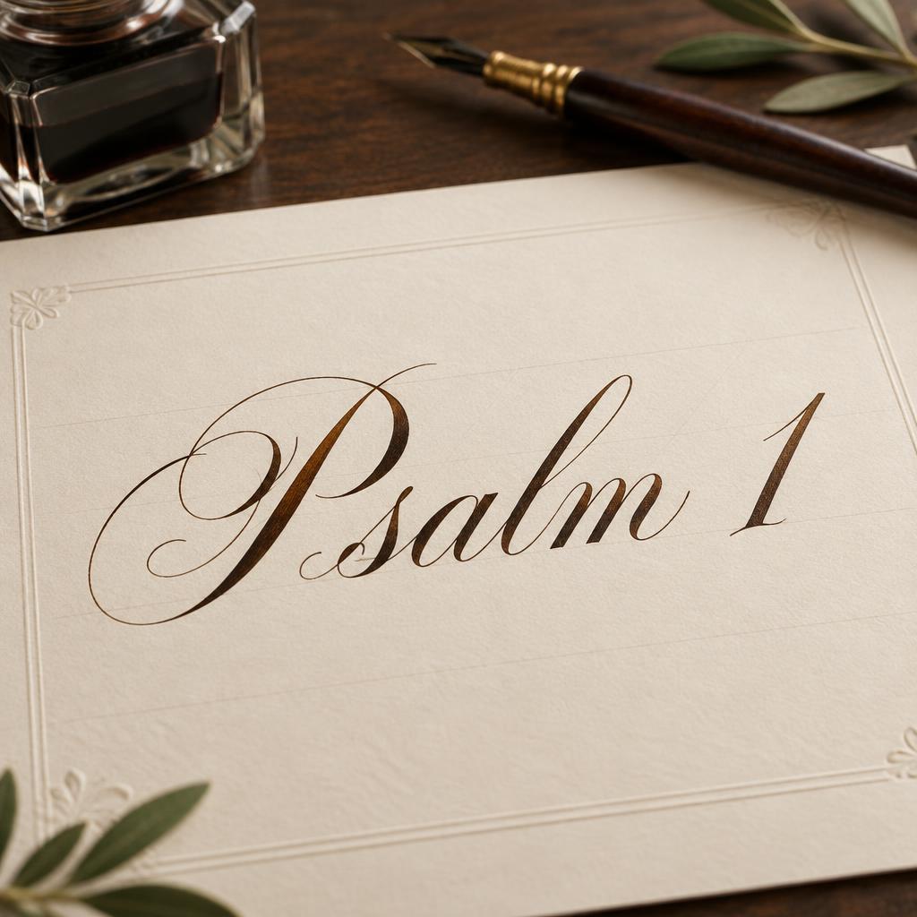 "Psalm 1" — Cursive Calligraphy text effect